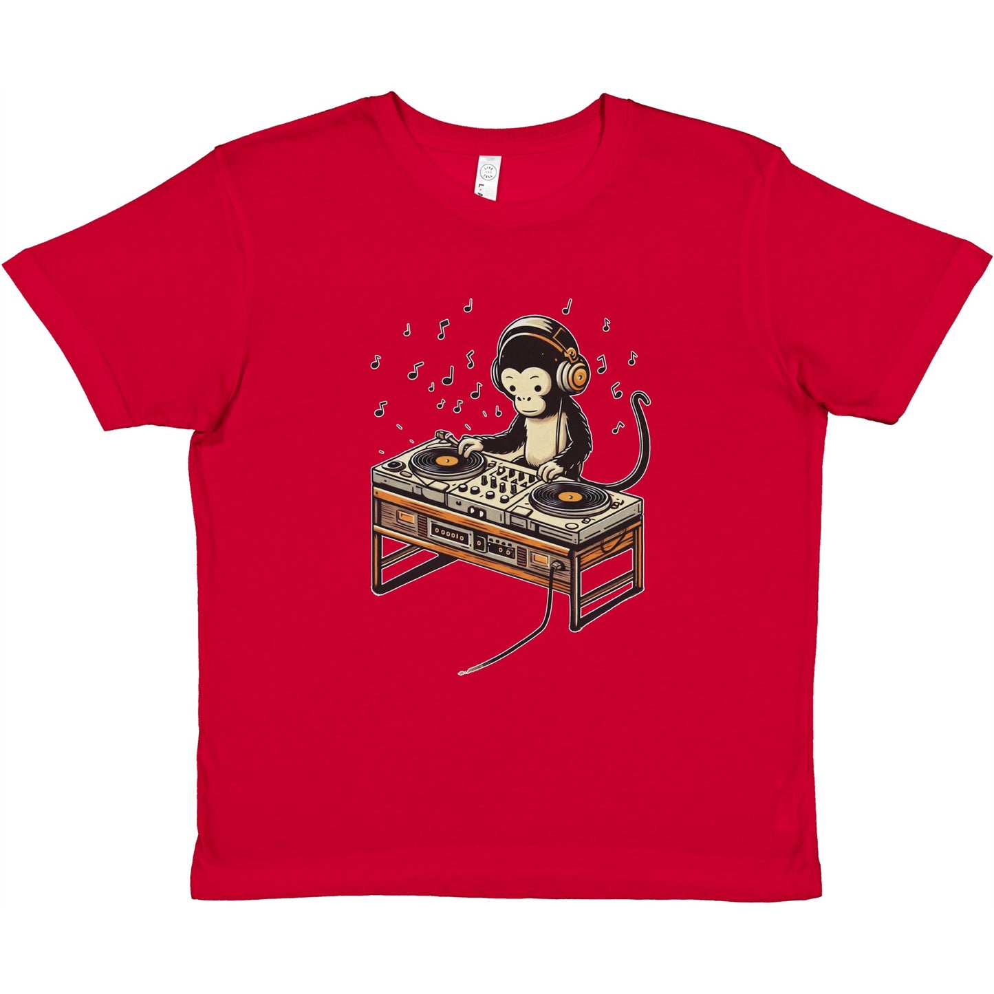 Cool Monkey DJ Kids Crewneck T-Shirt – Fun & Playful Design for Young Music Lovers - Rampage Design Studio