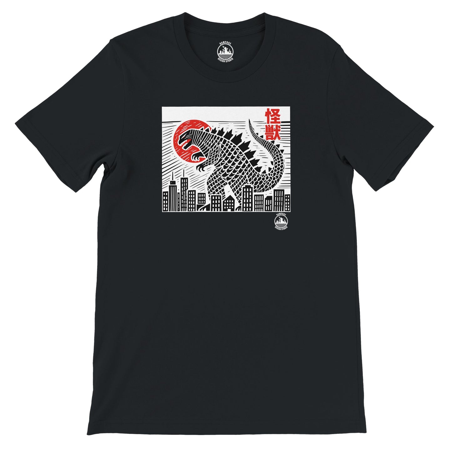 Japanese Style Kaiju Godzilla T-Shirt – Soft Cotton, DTG Print Ready, Unisex Fit - Rampage Design Studio