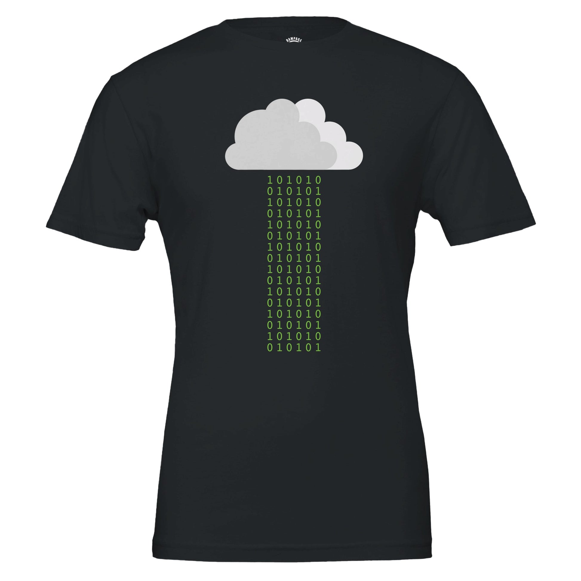 Binary Rain Crewneck T-Shirt | Cloudy 1's and 0's Design - Rampage Design Studio