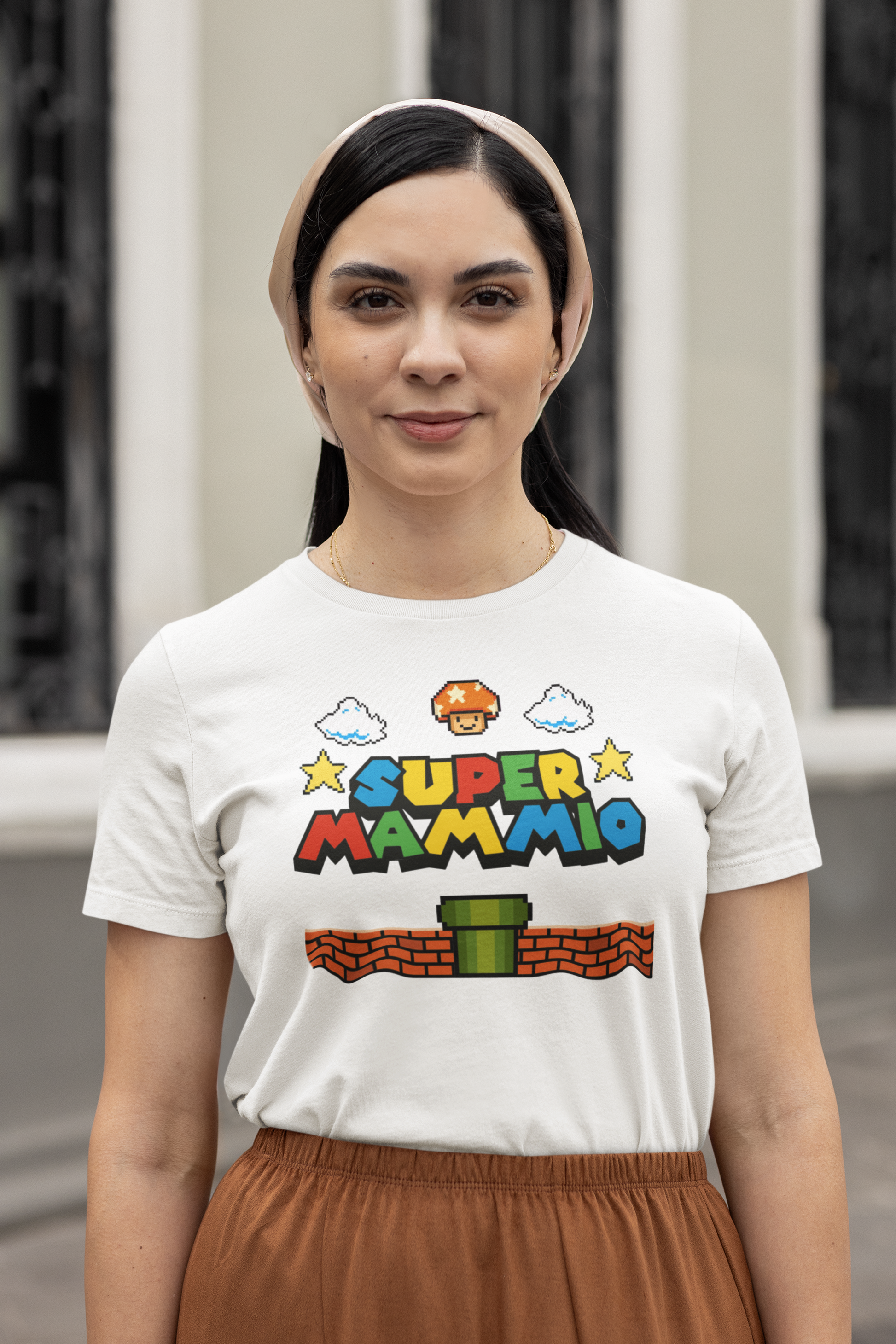 Super Mammio Retro Gaming T-Shirt, Super Mario inspired, Mothers Day Gift, Colourful Gift for Mom, Nostalgic Design for Gaming Moms - Rampage Design Studio