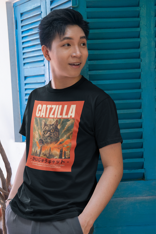 CATZILLA T-Shirt – Classic Kaiju Inspired Design, Soft & Eco-Friendly Cotton - Rampage Design Studio