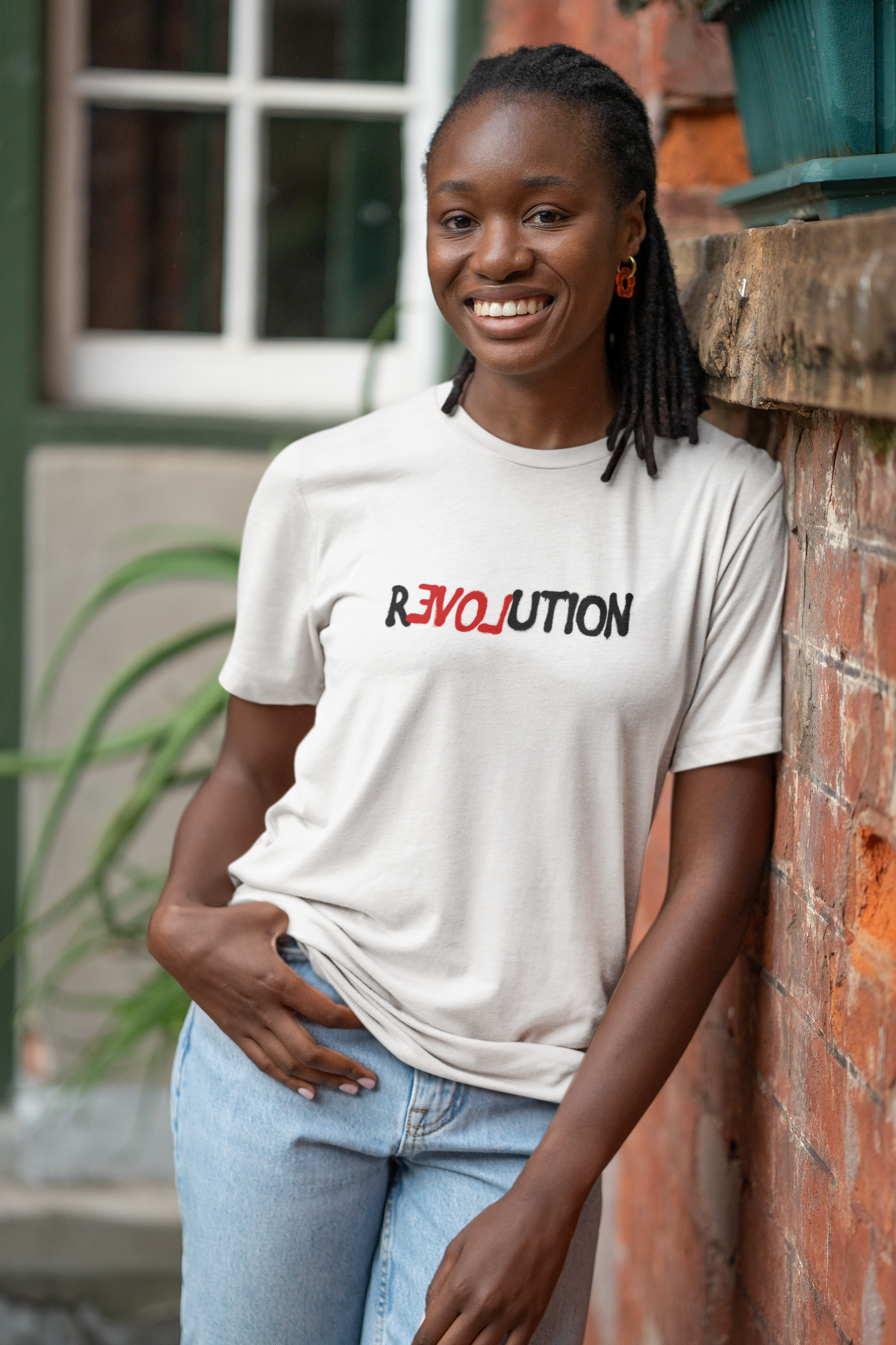 Revolution T-Shirt – Be the Change - Graffiti Style Design with LOVE in Red Letters - Rampage Design Studio