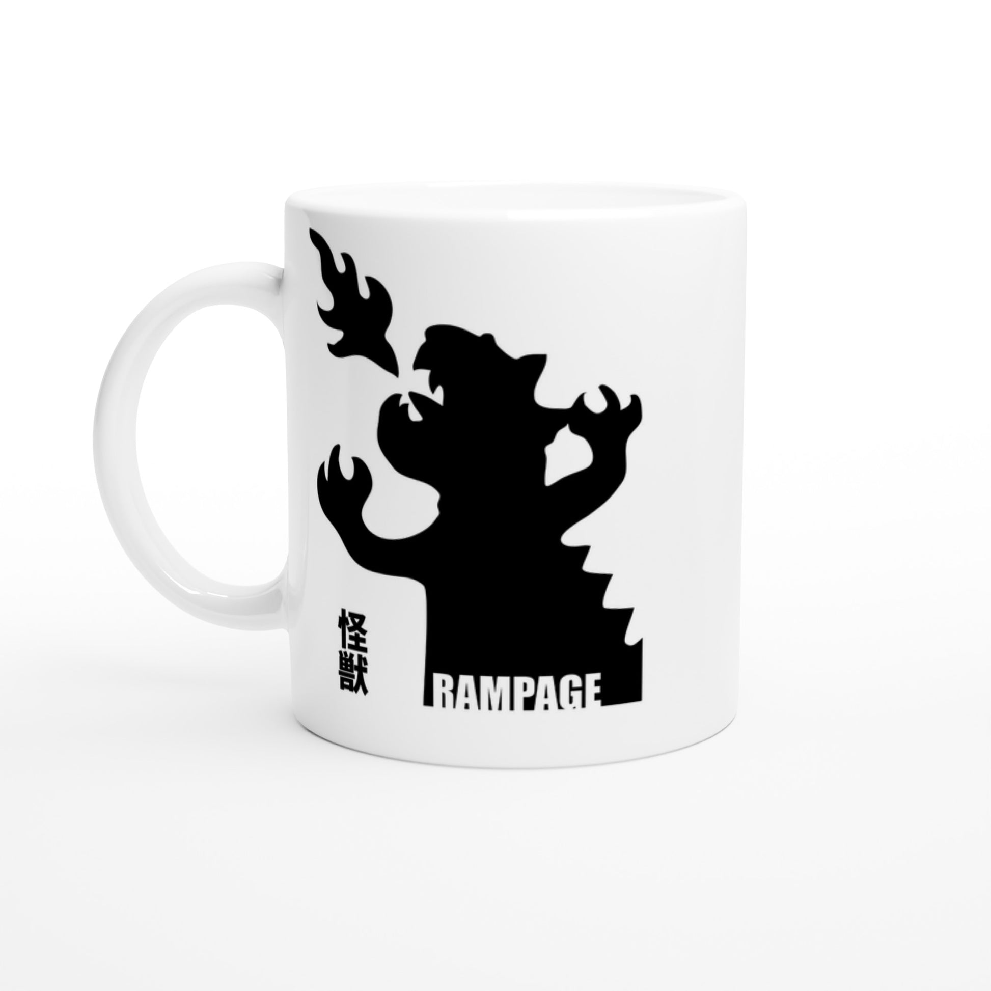 Rampage Design Studio Kaiju Monster Mug – Fire-Breathing Ceramic Cup with Japanese Text - Rampage Design Studio