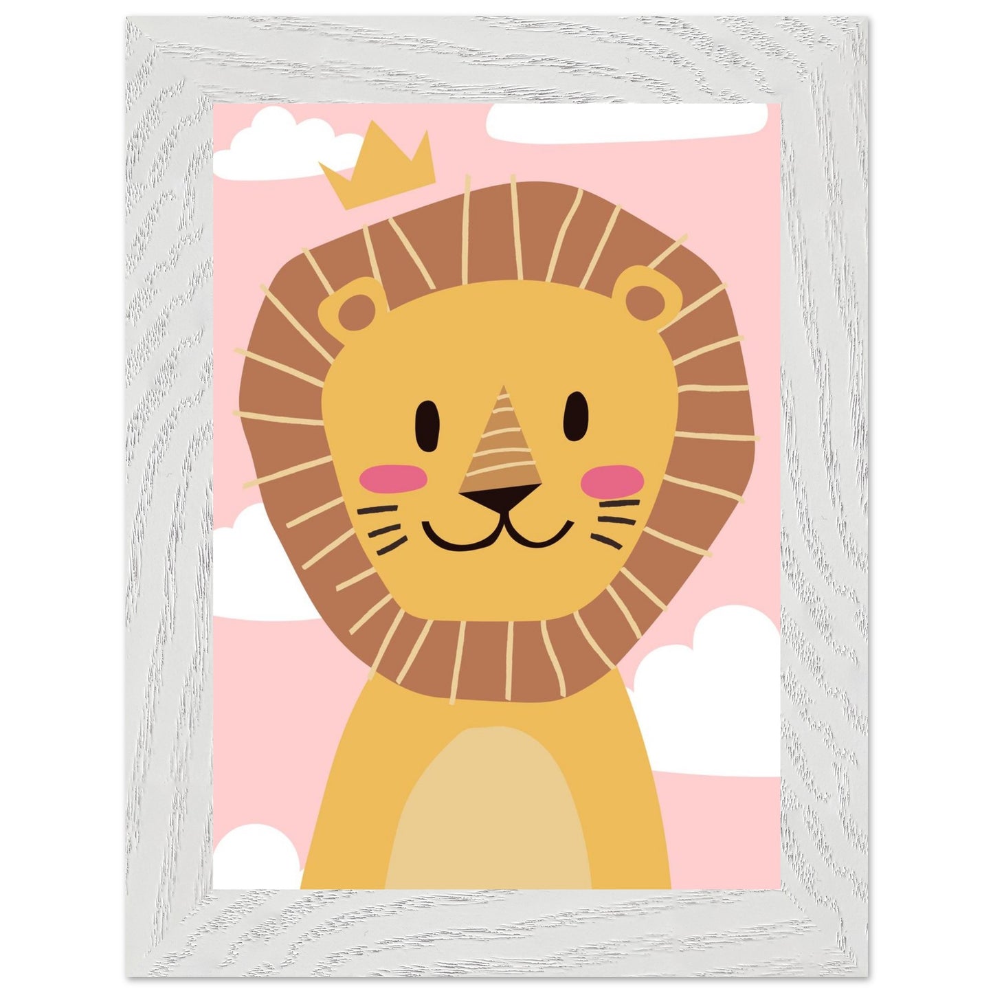 Personalised Childrens Wall Art Cute Cartoon Lion Framed Poster - Rampage Design Studio