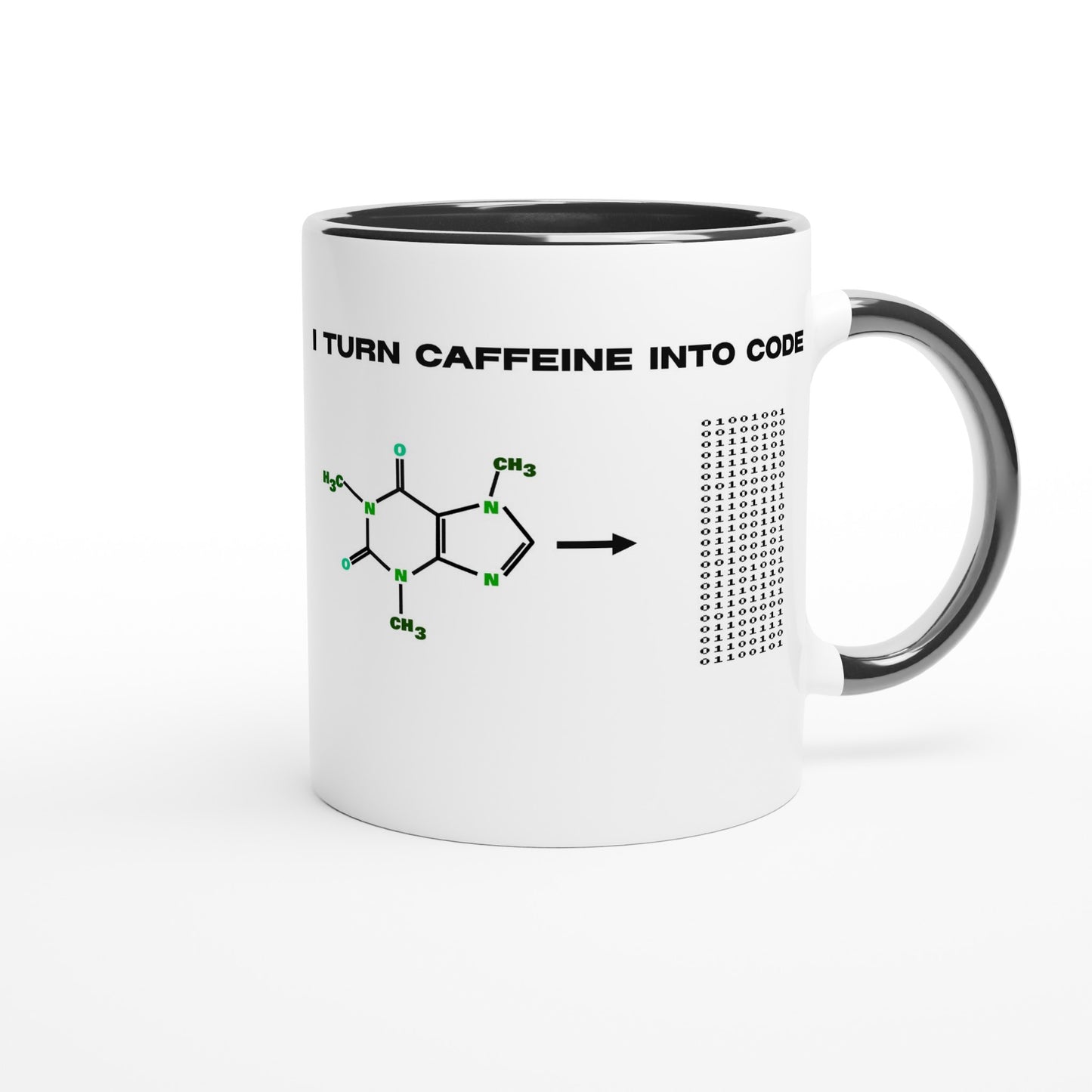 Geeky Caffeine Molecule Mug for Programmers, Science Coffee Lover Gift, Molecular Caffeine Mug, Geeky Chemistry Design, Funny Programmers Mug - Rampage Design Studio