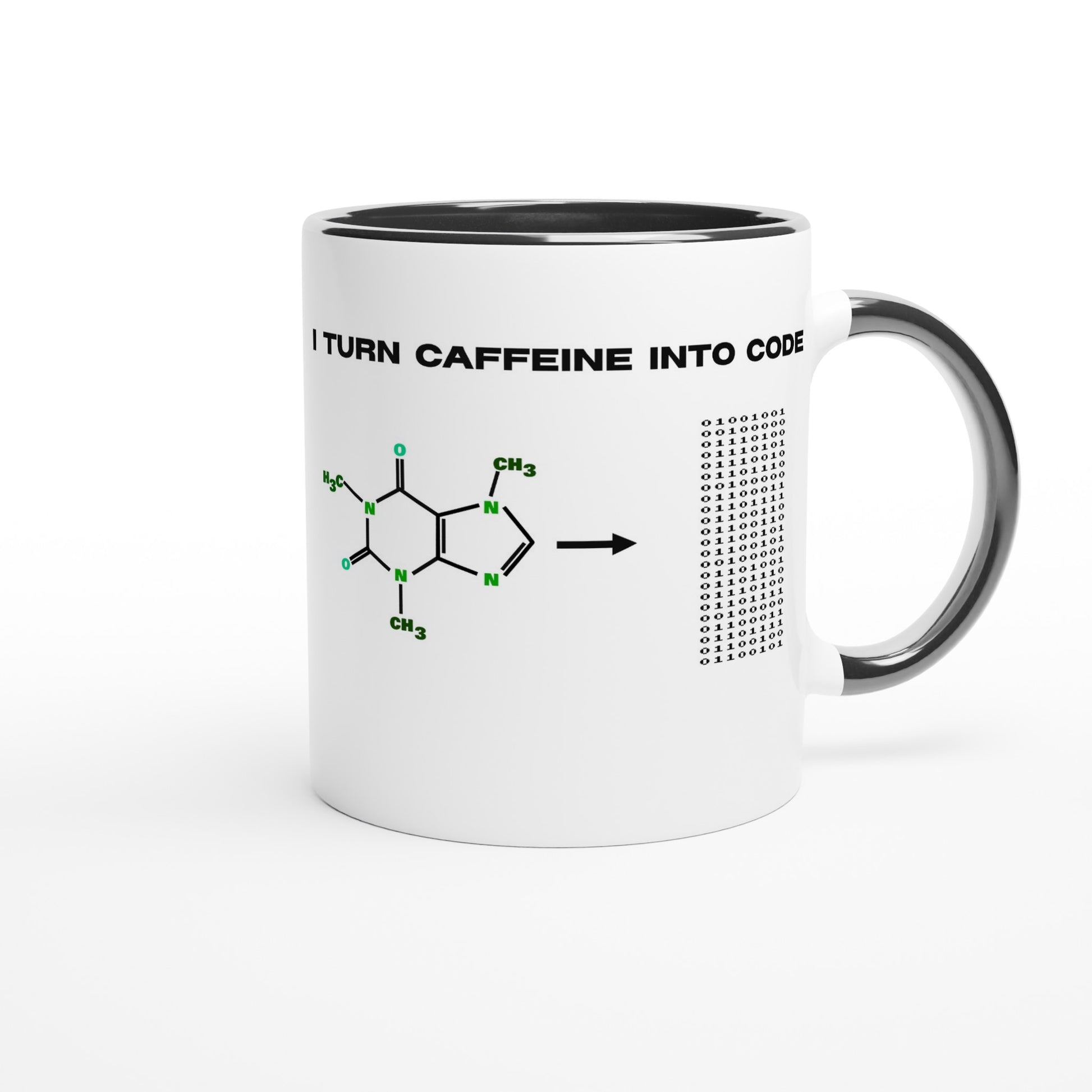 Geeky Caffeine Molecule Mug for Programmers, Science Coffee Lover Gift, Molecular Caffeine Mug, Geeky Chemistry Design, Funny Programmers Mug - Rampage Design Studio