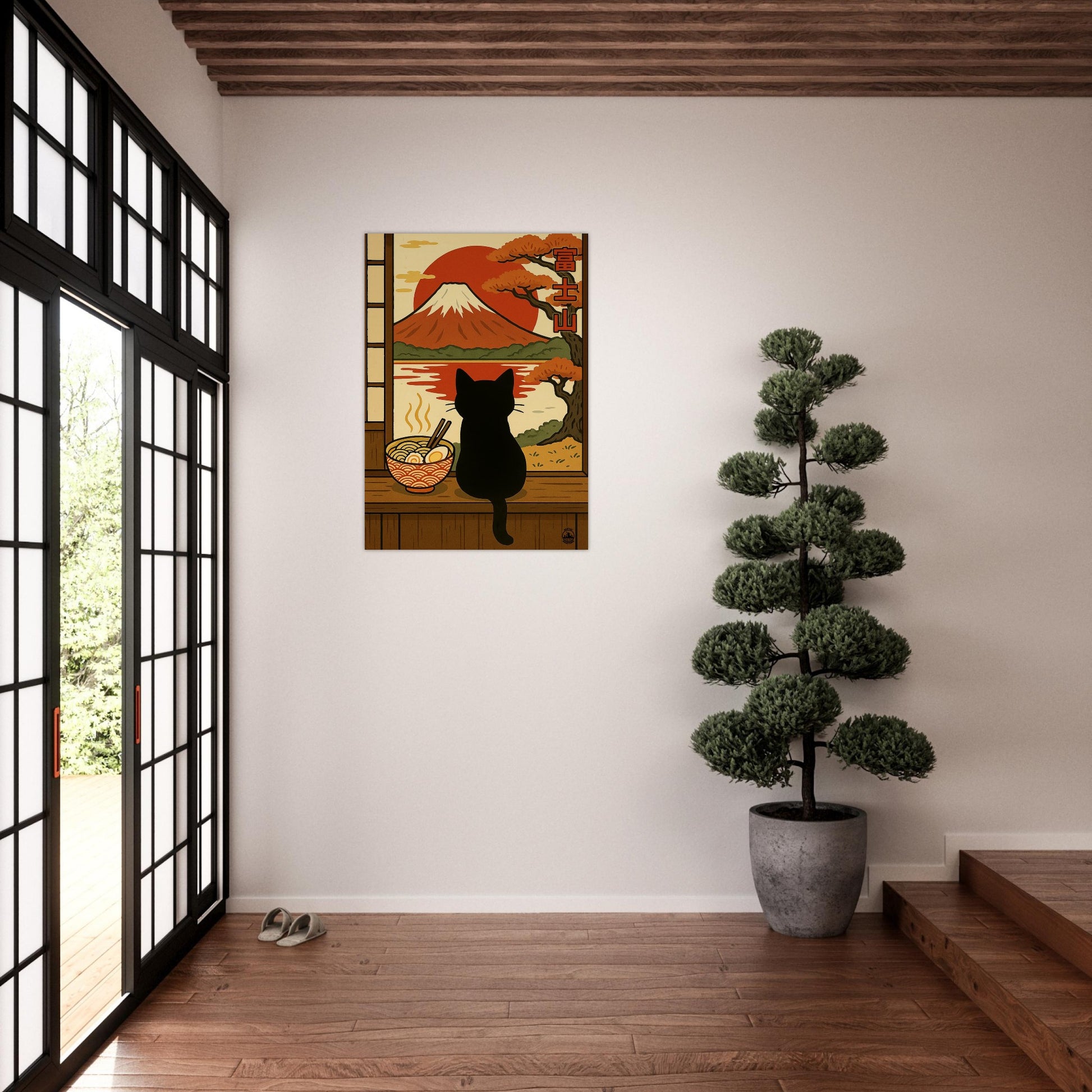 Japanese Wall Art Matt Poster- Mount Fuji Cat Poster - Ramen and Red Sun Artwork - Japanese Home Decor Gift - Rampage Design Studio