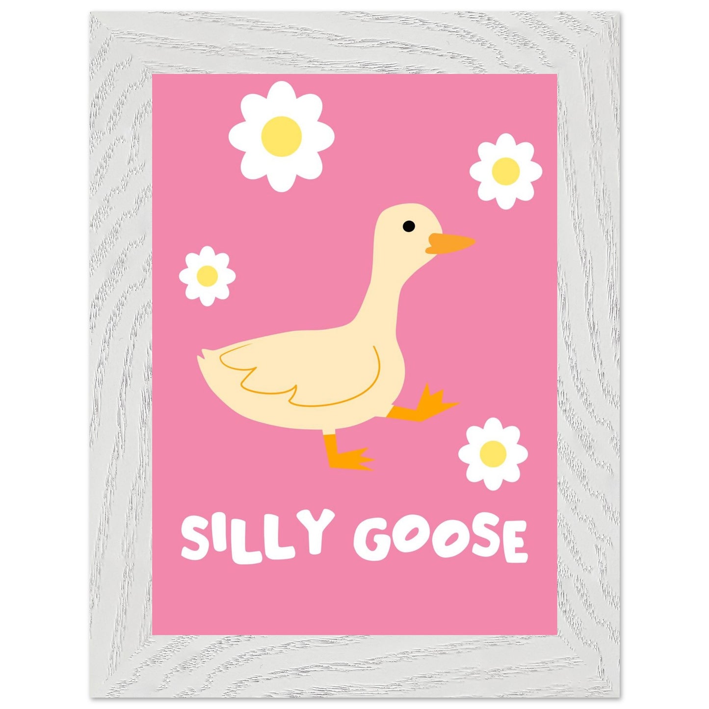 Silly Goose Wall Art – Cute Goose Print – Funny Animal Poster – Whimsical Nursery Decor – Pink Goose Illustration – Playful Gift Idea - Rampage Design Studio