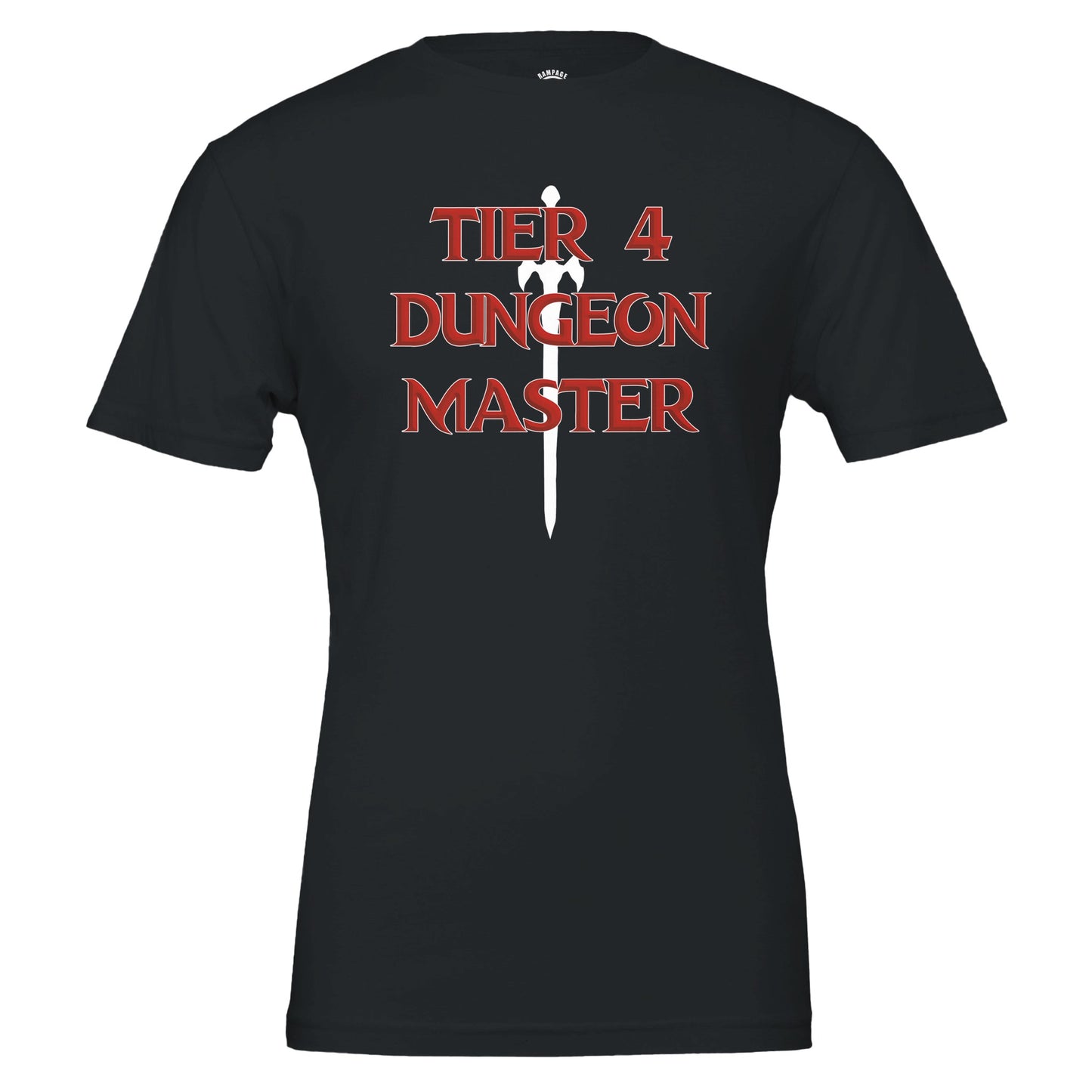 Tier 4 Dungeon Master T-Shirt, D&D Style Design, Vorpal Sword Silhouette, Dungeons and Dragons, RPG fan shirt, Geek Shirt - Rampage Design Studio