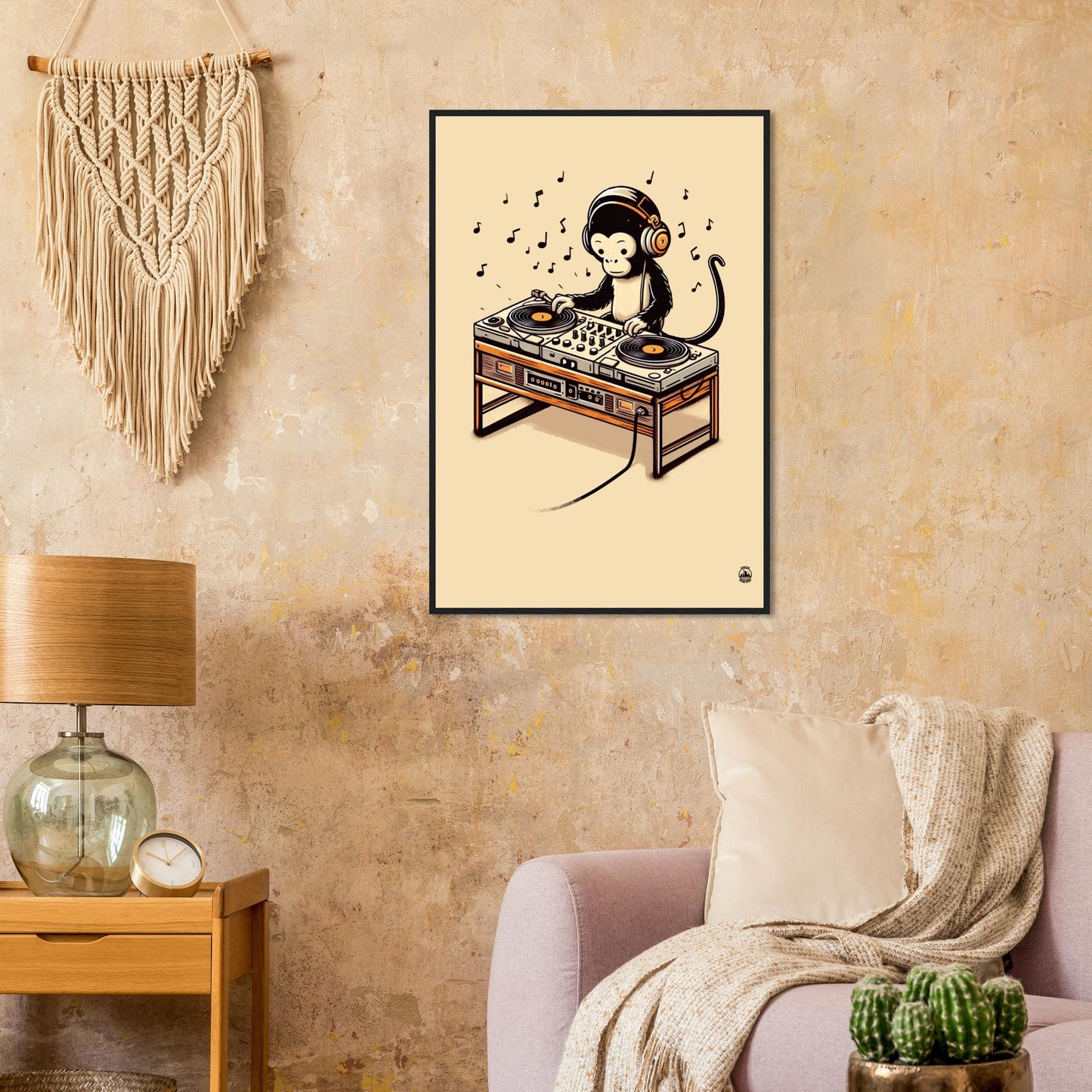 Monkey DJ Premium Matte Paper Wooden Framed Poster - Rampage Design Studio