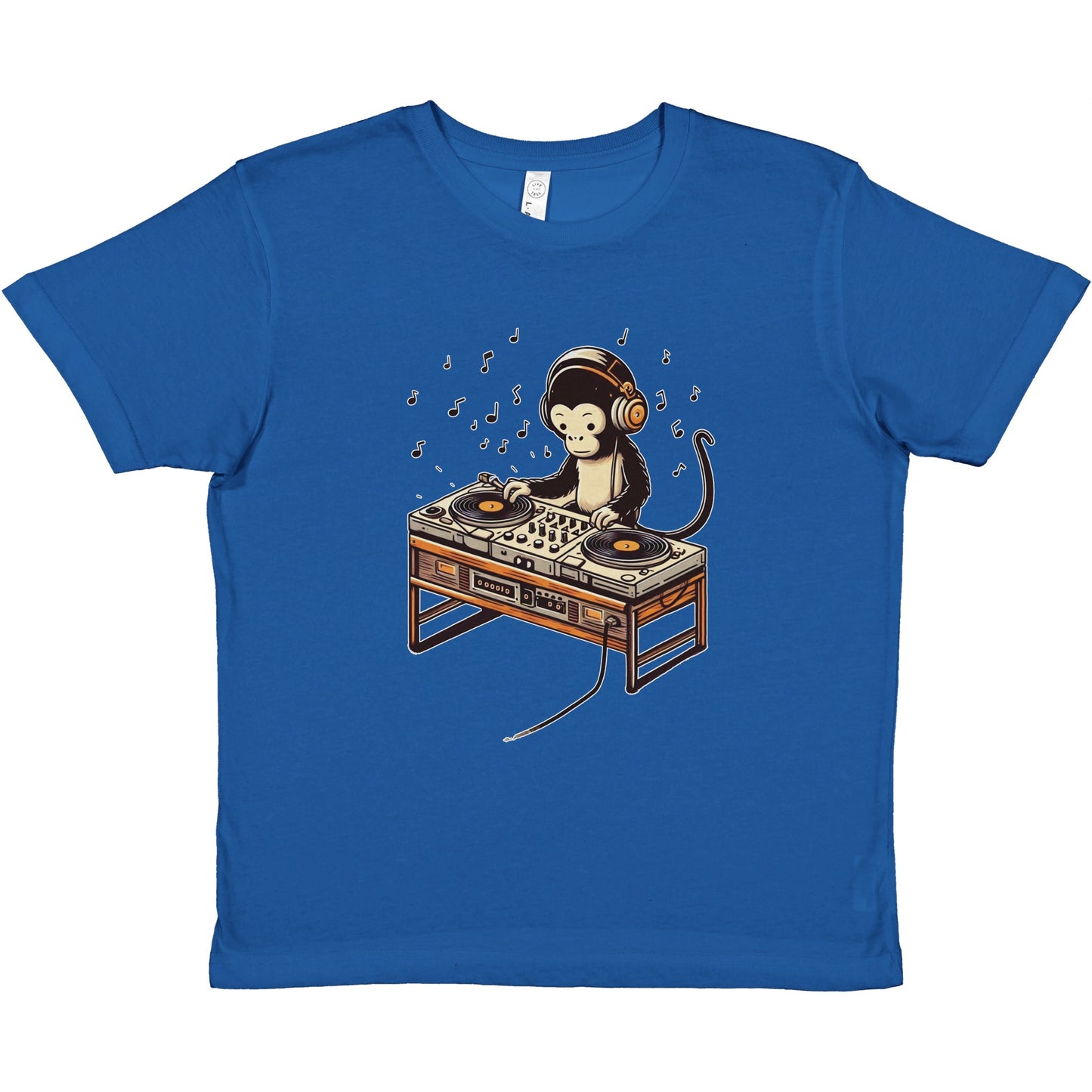 Cool Monkey DJ Kids Crewneck T-Shirt – Fun & Playful Design for Young Music Lovers - Rampage Design Studio