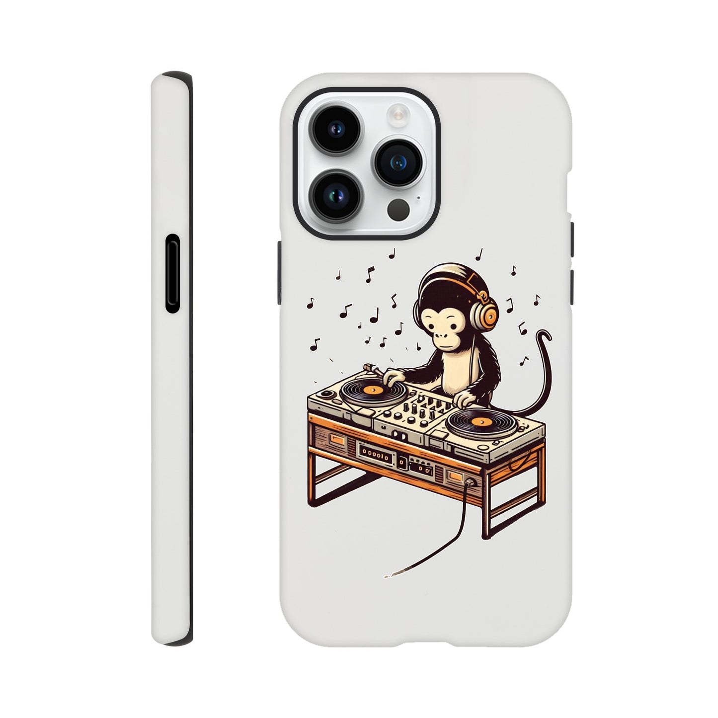 Monkey DJ iPhone Case, Monkey phone case, Durable Dual-Layer, tough iphone case, Glossy Finish, Fun Design - Rampage Design Studio