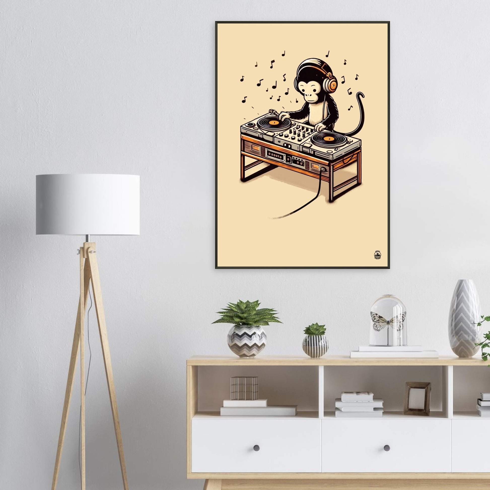 Monkey DJ Premium Matte Paper Metal Framed Poster - Rampage Design Studio