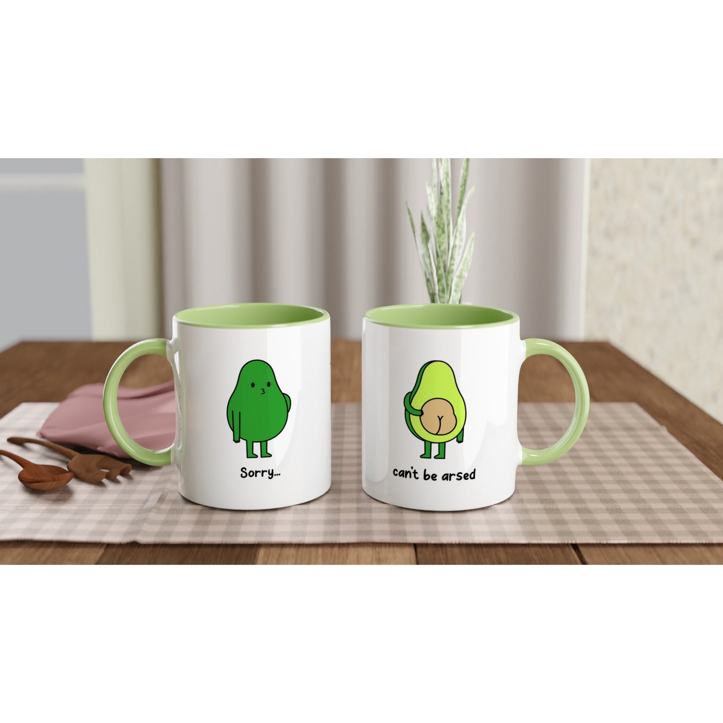 Funny Avocado Mug – “Sorry... Can’t Be Arsed” - undefined