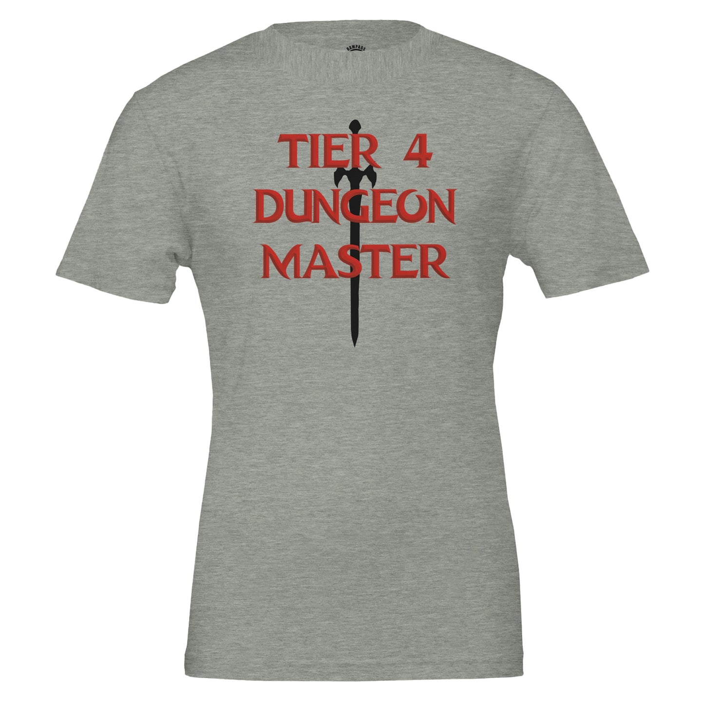 Tier 4 Dungeon Master T-Shirt, D&D Style Design, Vorpal Sword Silhouette, Dungeons and Dragons, RPG fan shirt, Geek Shirt - Rampage Design Studio