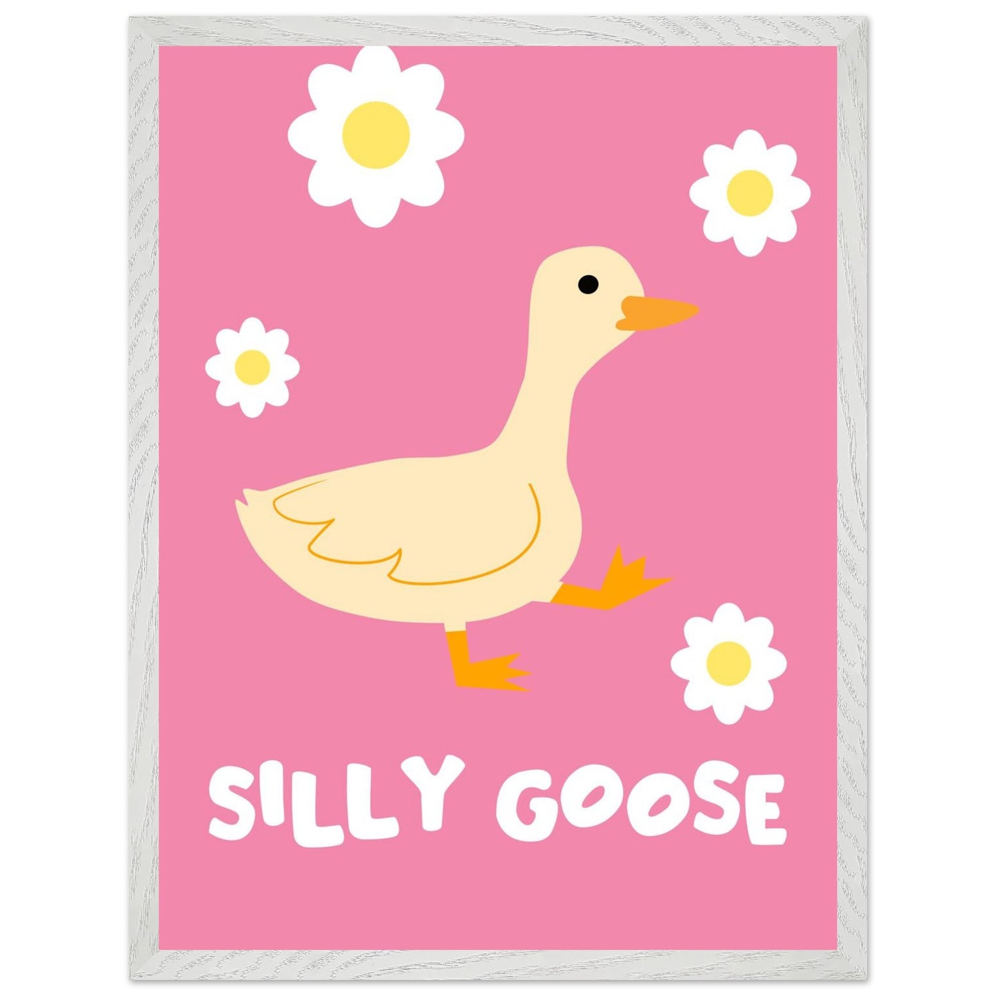 Silly Goose Wall Art – Cute Goose Print – Funny Animal Poster – Whimsical Nursery Decor – Pink Goose Illustration – Playful Gift Idea - Rampage Design Studio