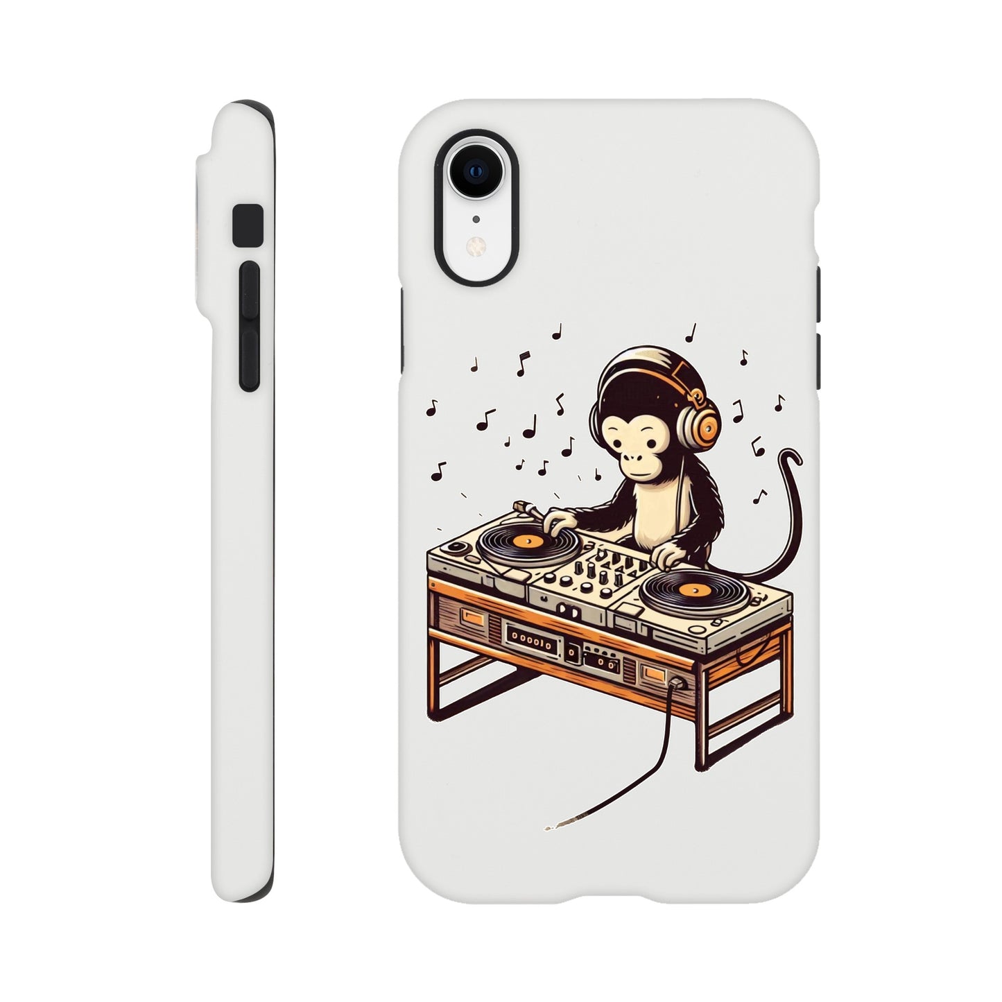 Monkey DJ iPhone Case, Monkey phone case, Durable Dual-Layer, tough iphone case, Glossy Finish, Fun Design - Rampage Design Studio
