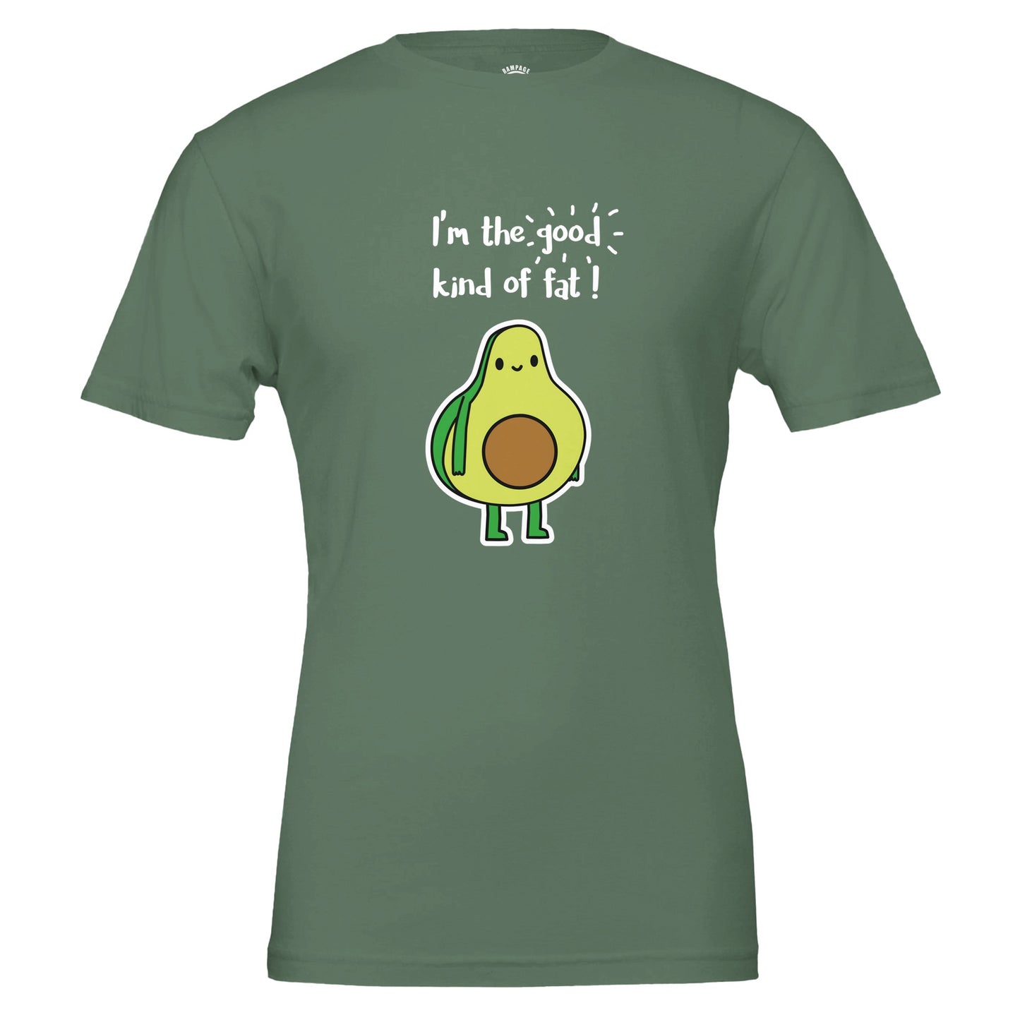 Funny Avocado T-Shirt – “The Good Kind of Fat” Pun Shirt - Rampage Design Studio