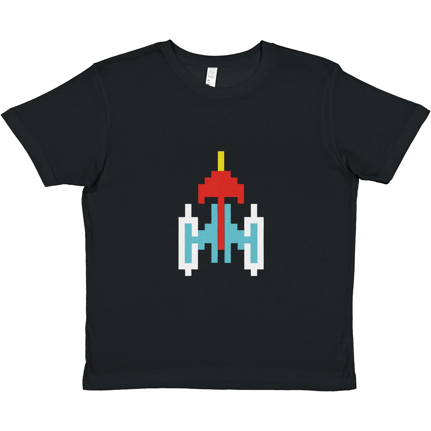 Galaxian Spaceship Kids Crewneck T-Shirt – Retro Gaming Tee for Young Fans - Rampage Design Studio