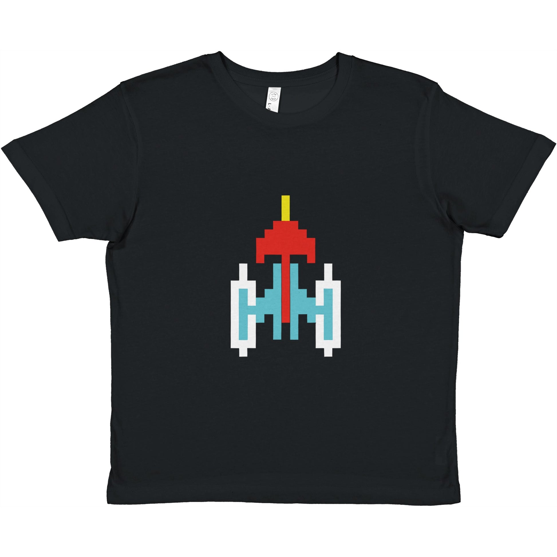 Galaxian Spaceship Kids Crewneck T-Shirt – Retro Gaming Tee for Young Fans - Rampage Design Studio