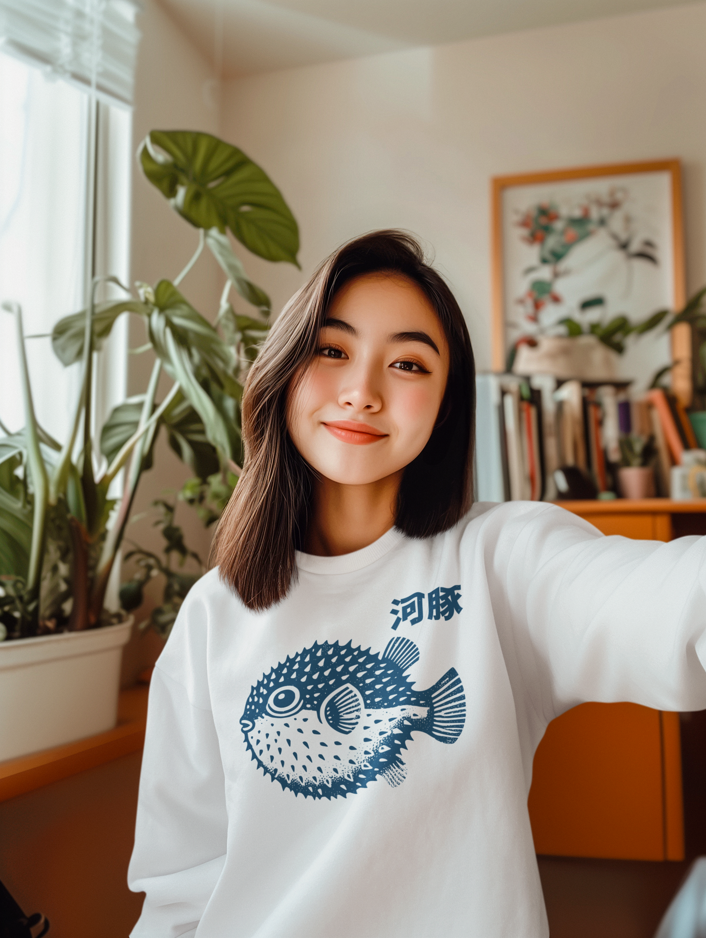 Japanese Block Print Fugu Sweatshirt - Rampage Design Studio