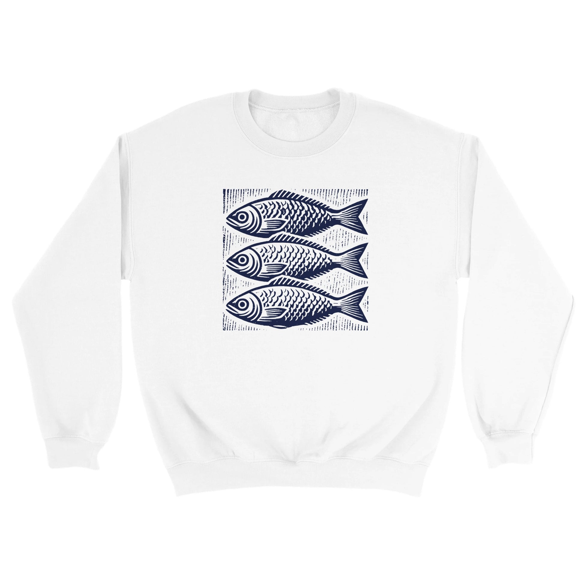 Block Print Fish Design Sweatshirt - Rampage Design Studio