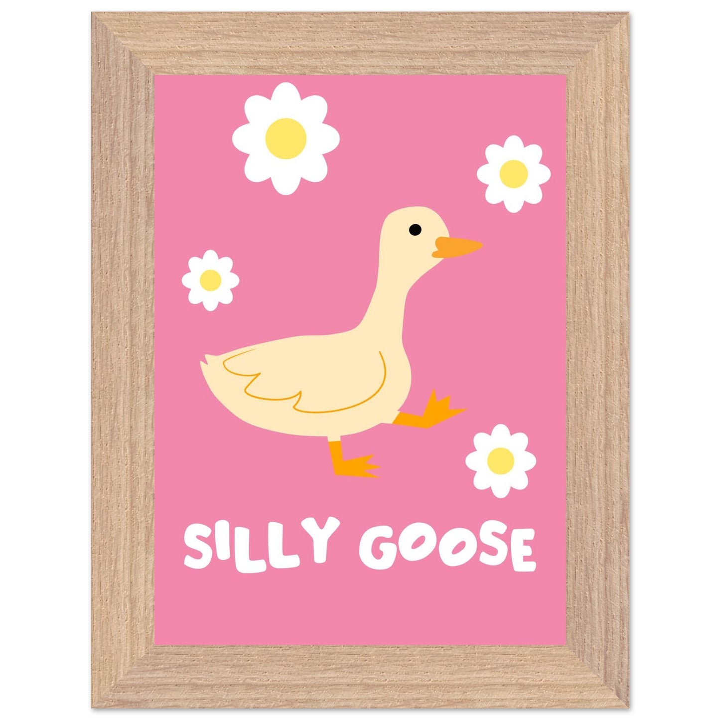 Silly Goose Wall Art – Cute Goose Print – Funny Animal Poster – Whimsical Nursery Decor – Pink Goose Illustration – Playful Gift Idea - Rampage Design Studio