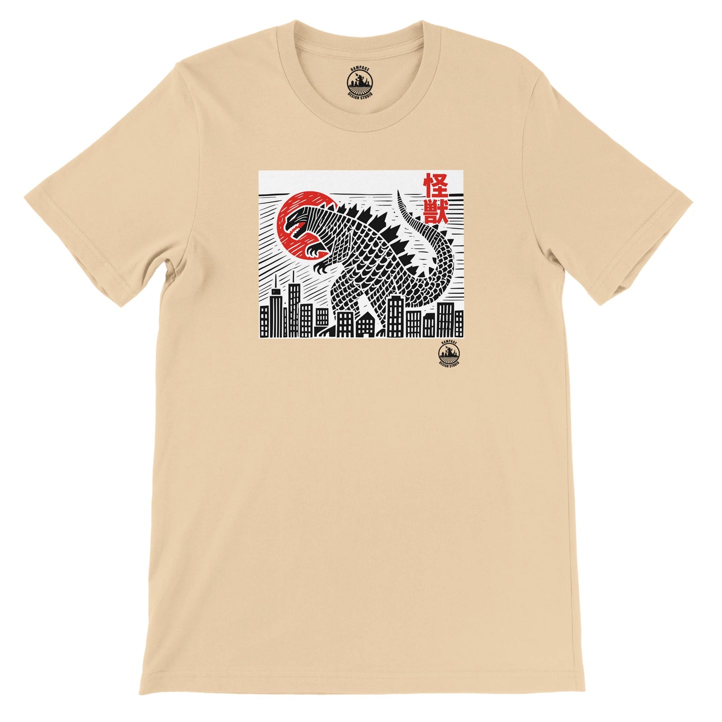 Japanese Style Kaiju Godzilla T-Shirt – Soft Cotton, DTG Print Ready, Unisex Fit - Rampage Design Studio