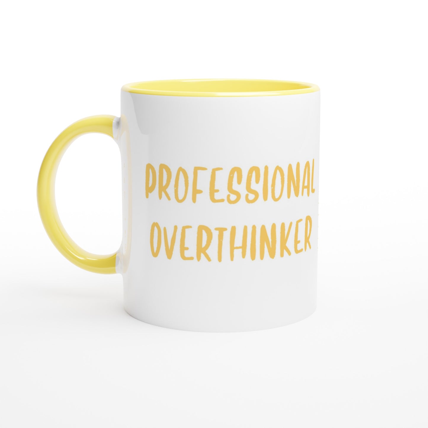 Professional Overthinker - White 11oz Ceramic Mug with Color Inside - Rampage Design Studio