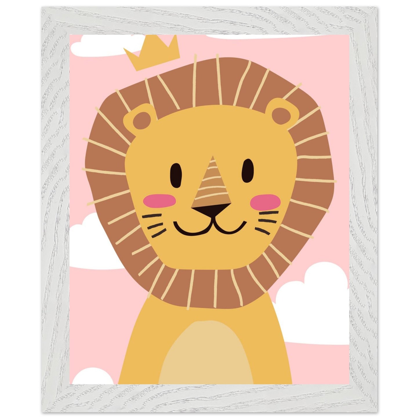 Personalised Childrens Wall Art Cute Cartoon Lion Framed Poster - Rampage Design Studio