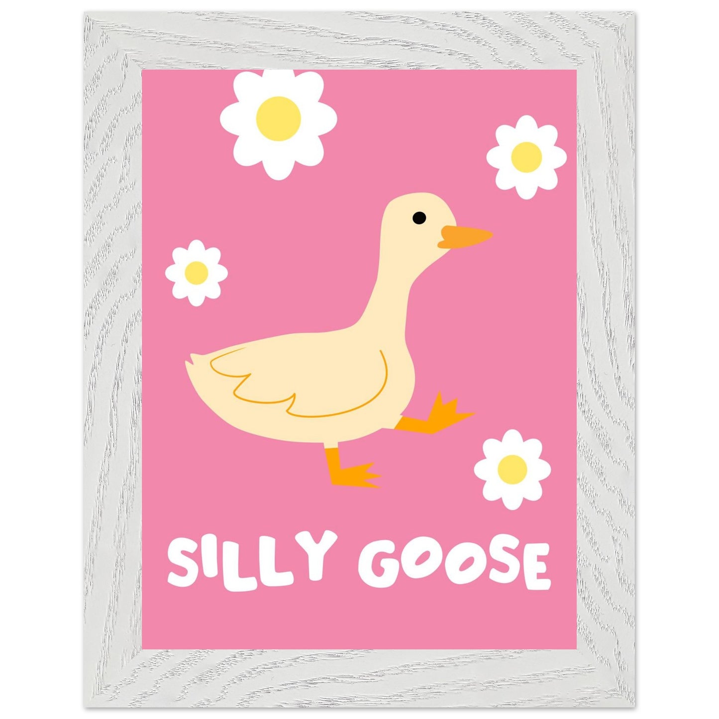 Silly Goose Wall Art – Cute Goose Print – Funny Animal Poster – Whimsical Nursery Decor – Pink Goose Illustration – Playful Gift Idea - Rampage Design Studio