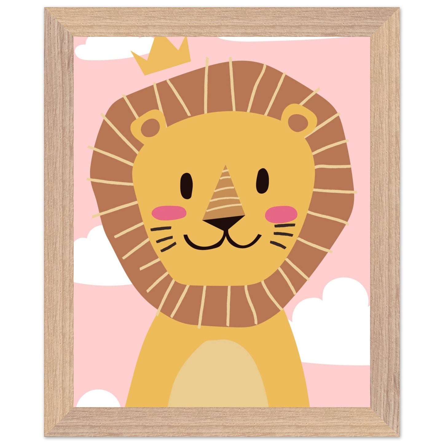Personalised Childrens Wall Art Cute Cartoon Lion Framed Poster - Rampage Design Studio
