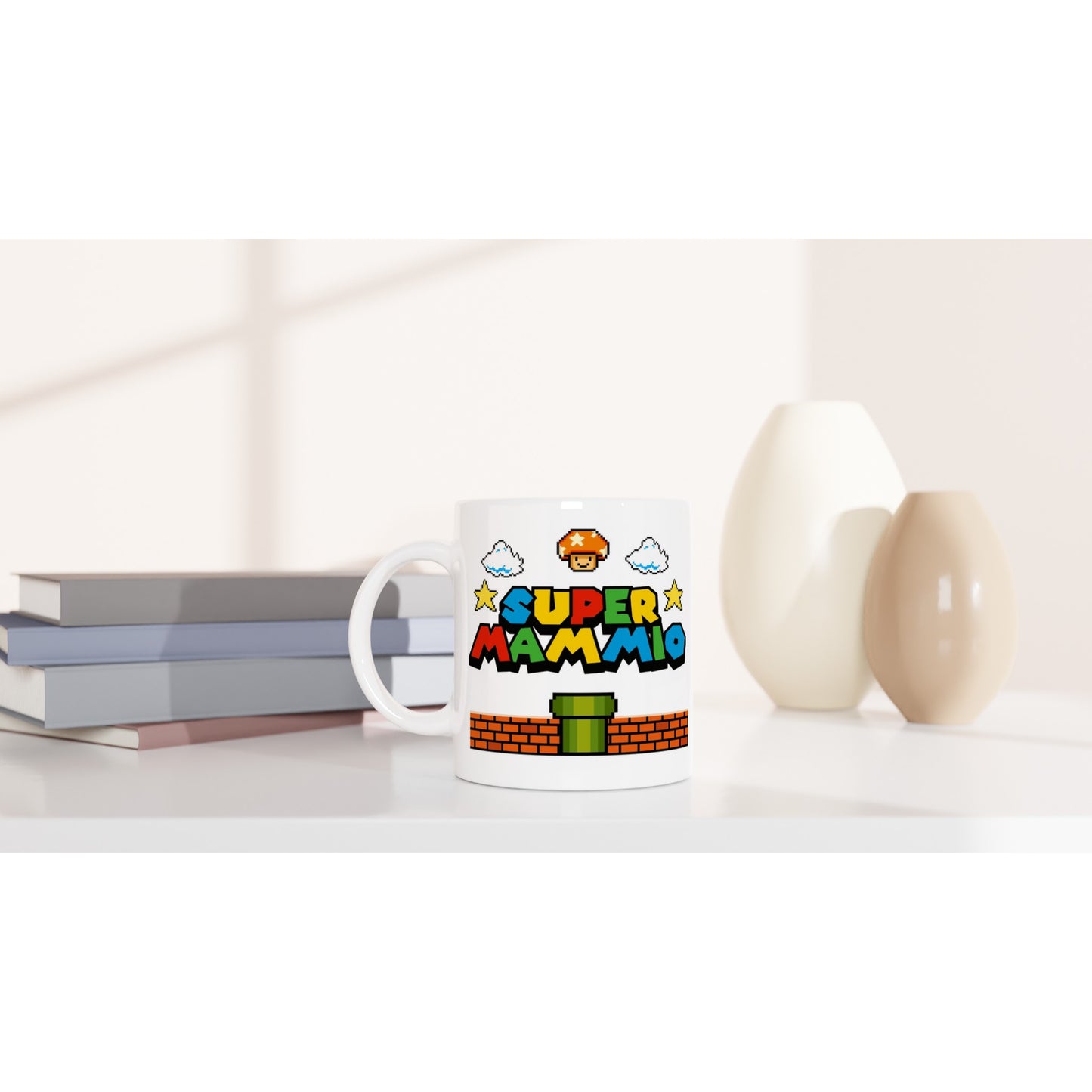 Super Mammio Retro Gaming Mug, Mothers Day Gift, Super Mario, 11oz Ceramic, Dishwasher & Microwave Safe, Perfect for Gaming Moms - Rampage Design Studio