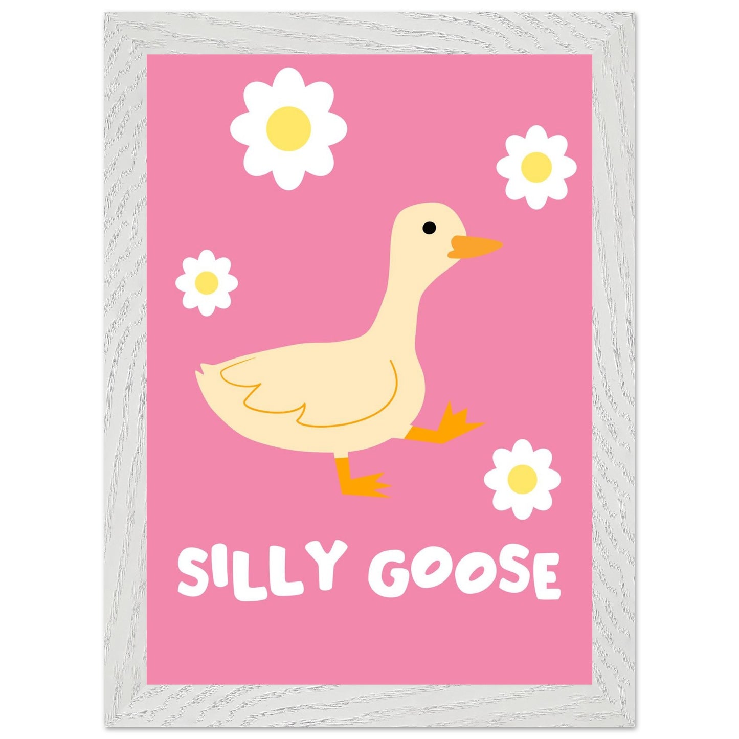 Silly Goose Wall Art – Cute Goose Print – Funny Animal Poster – Whimsical Nursery Decor – Pink Goose Illustration – Playful Gift Idea - Rampage Design Studio