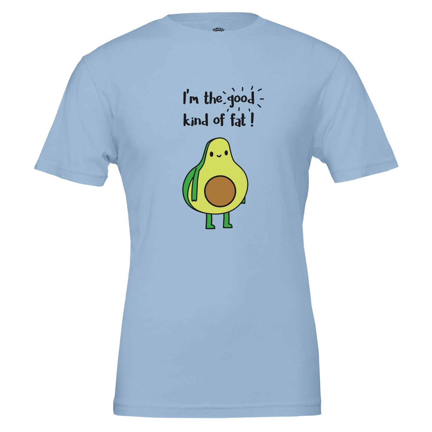Funny Avocado T-Shirt – “The Good Kind of Fat” Pun Shirt - Rampage Design Studio