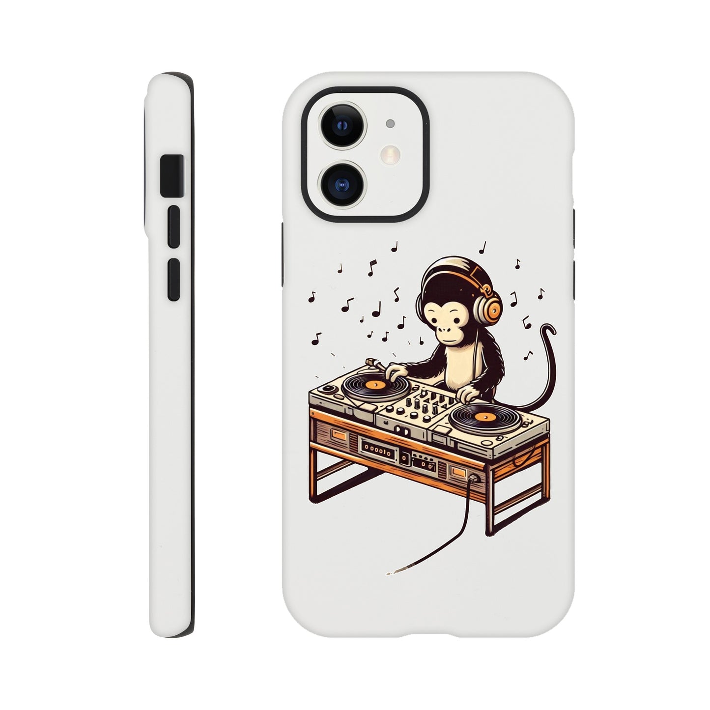 Monkey DJ iPhone Case, Monkey phone case, Durable Dual-Layer, tough iphone case, Glossy Finish, Fun Design - Rampage Design Studio
