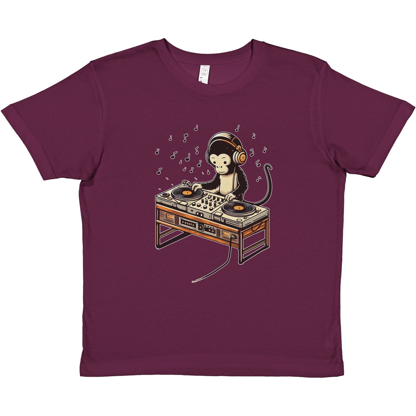 Cool Monkey DJ Kids Crewneck T-Shirt – Fun & Playful Design for Young Music Lovers - Rampage Design Studio