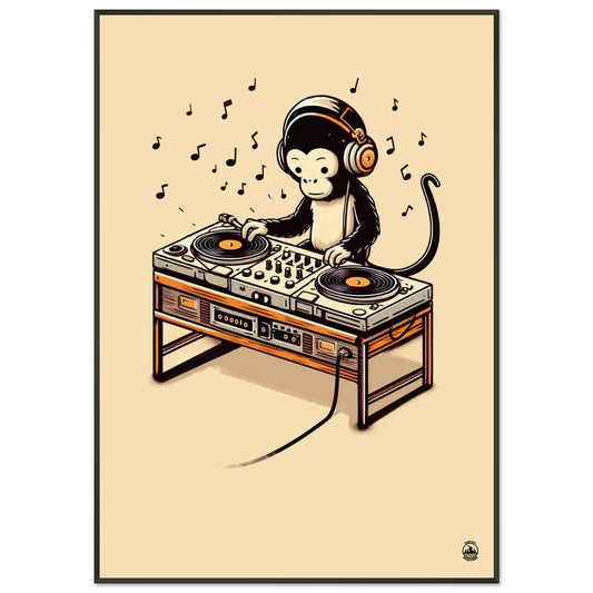 Monkey DJ Premium Matte Paper Metal Framed Poster - Rampage Design Studio