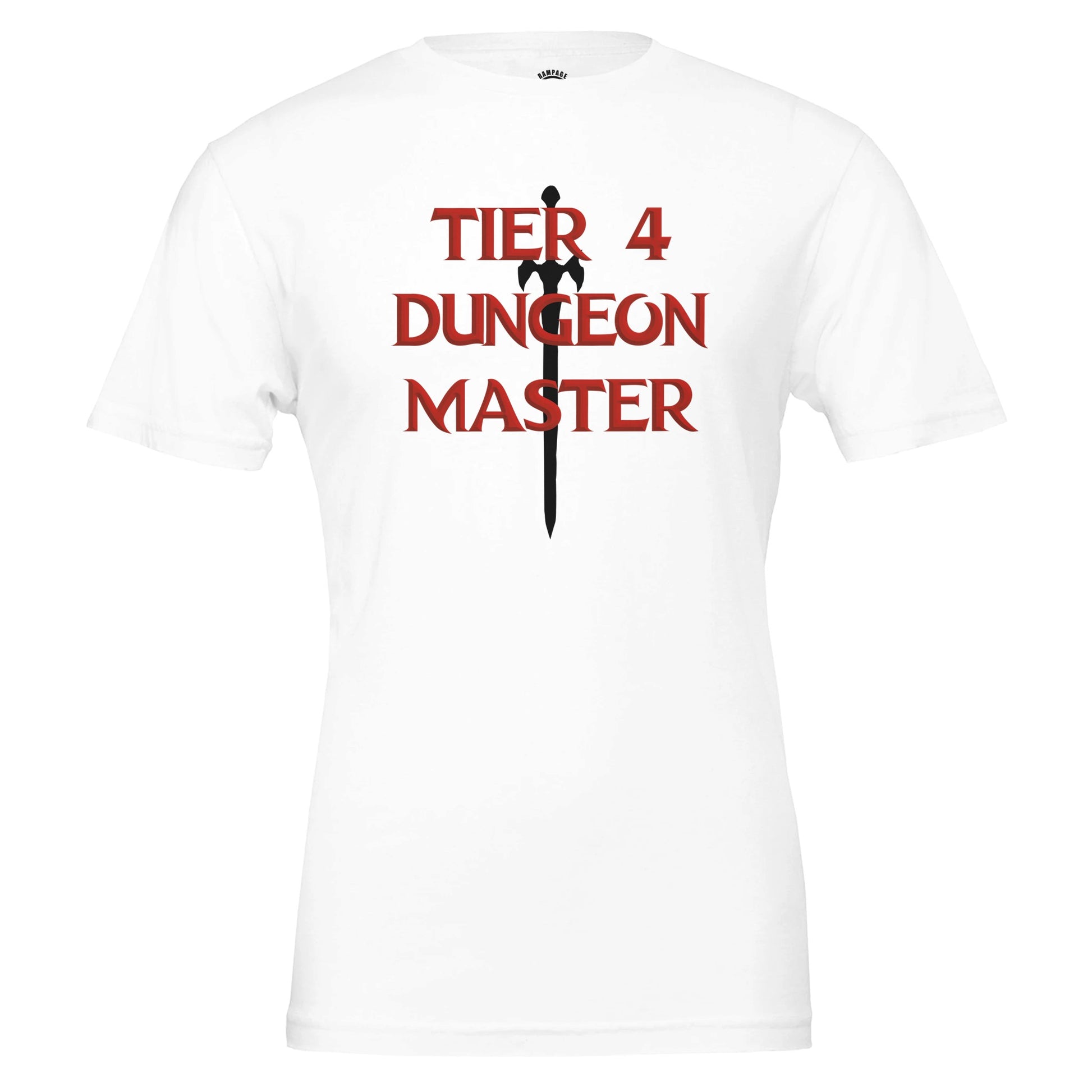 Tier 4 Dungeon Master T-Shirt, D&D Style Design, Vorpal Sword Silhouette, Dungeons and Dragons, RPG fan shirt, Geek Shirt - Rampage Design Studio