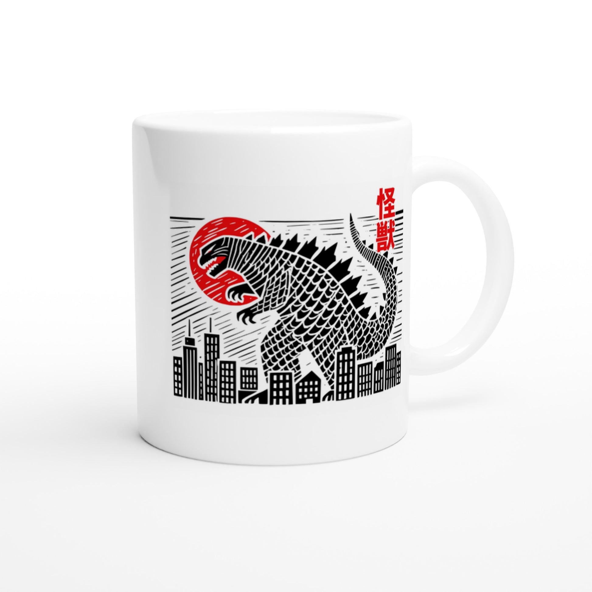 Kaiju Cityscape Mug – Japanese Style Block Print, Dishwasher & Microwave Safe Ceramic - Rampage Design Studio