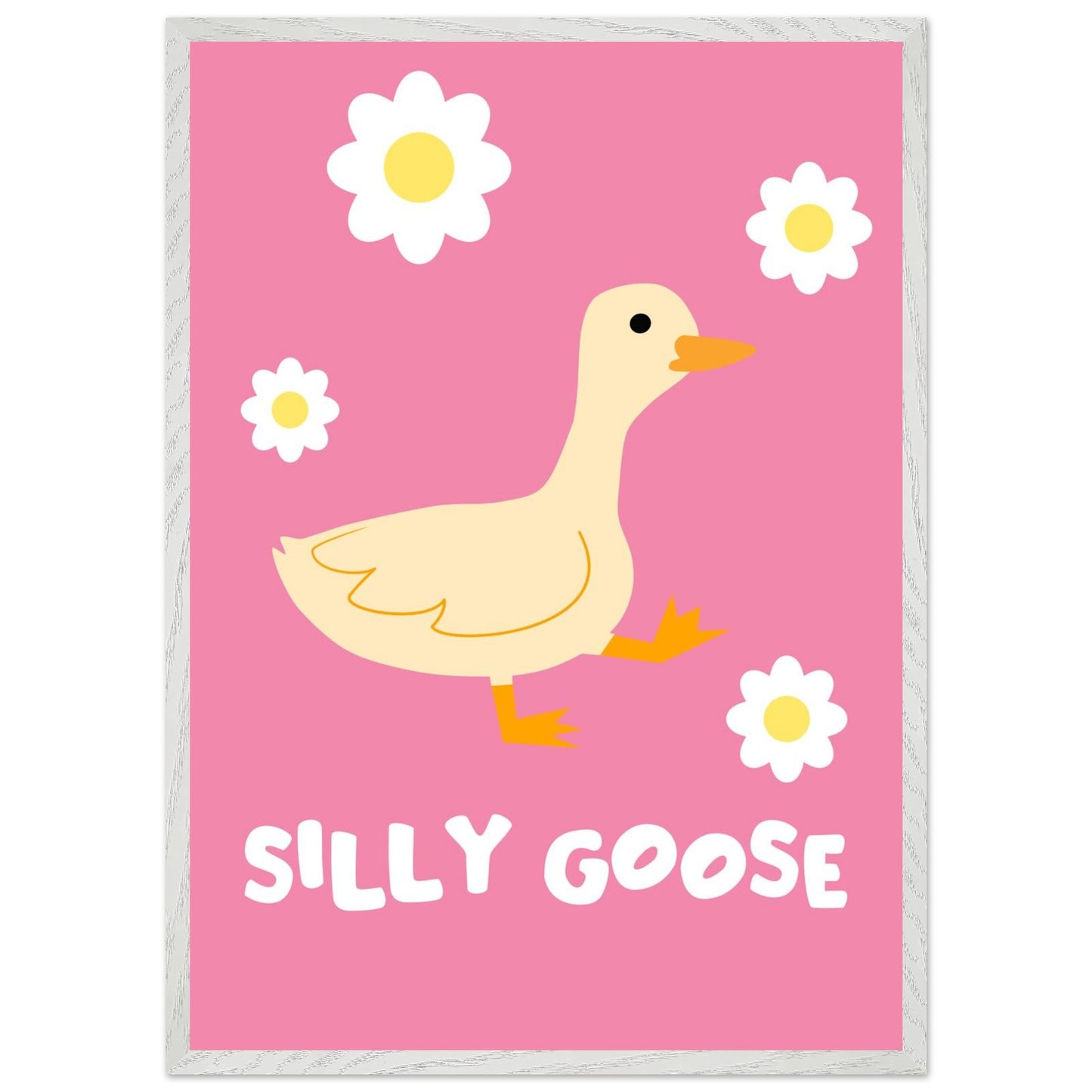 Silly Goose Wall Art – Cute Goose Print – Funny Animal Poster – Whimsical Nursery Decor – Pink Goose Illustration – Playful Gift Idea - Rampage Design Studio