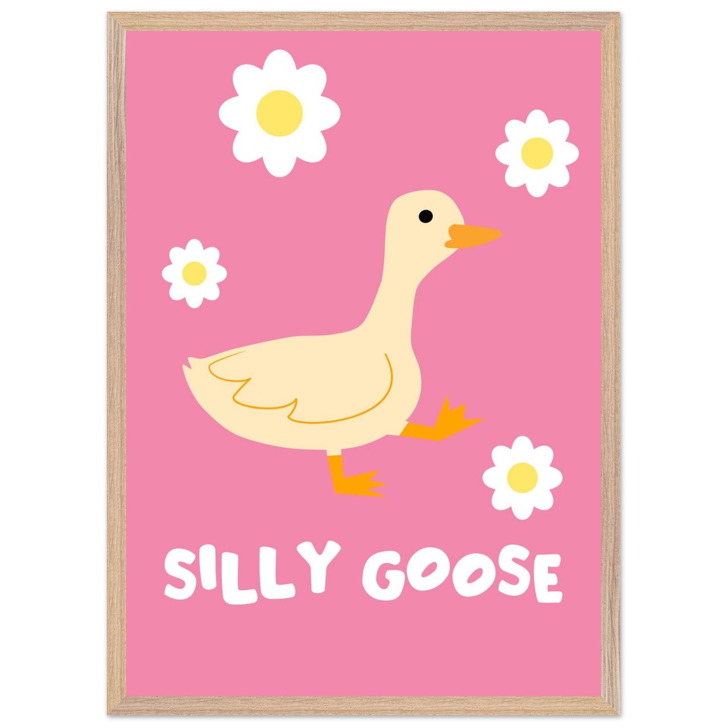 Silly Goose Wall Art – Cute Goose Print – Funny Animal Poster – Whimsical Nursery Decor – Pink Goose Illustration – Playful Gift Idea - Rampage Design Studio