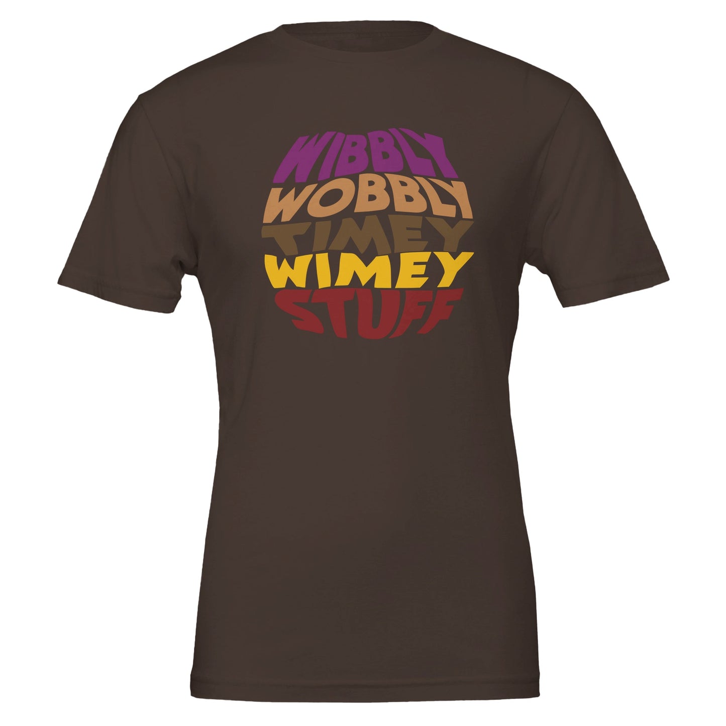 Doctor Who Quote T-Shirt - 'Wibbly Wobbly Timey Wimey Stuff' in Scarf Colors - Rampage Design Studio