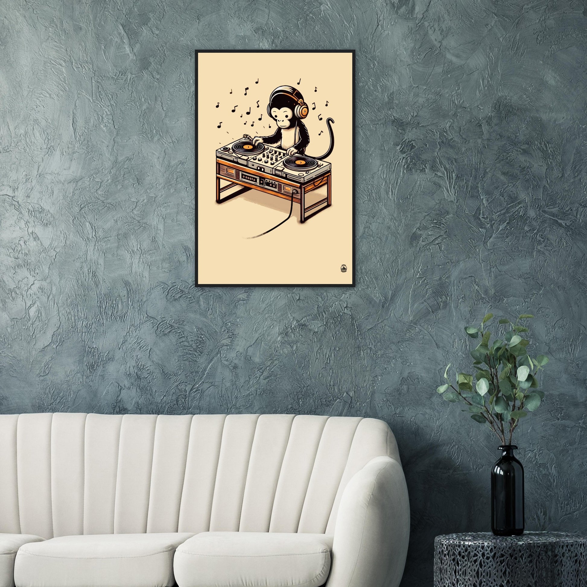 Monkey DJ Premium Matte Paper Wooden Framed Poster - Rampage Design Studio