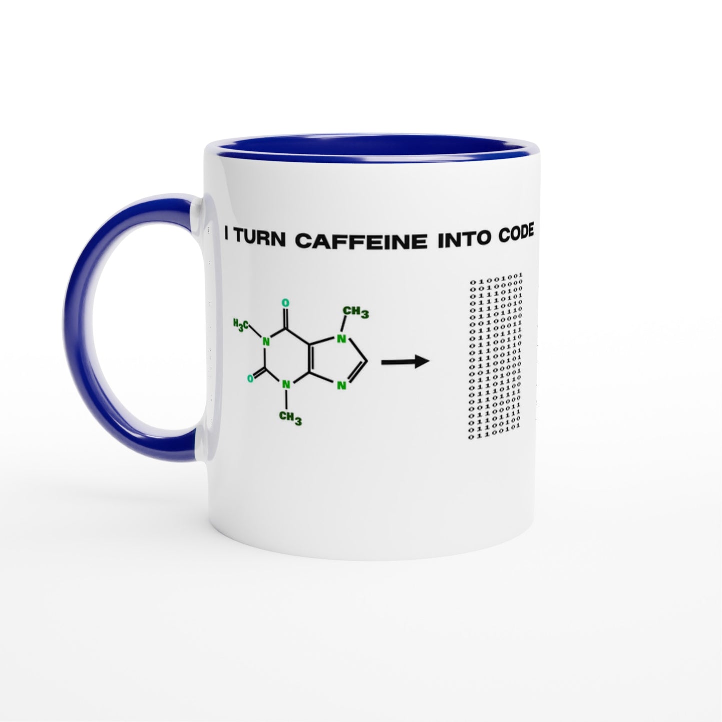 Geeky Caffeine Molecule Mug for Programmers, Science Coffee Lover Gift, Molecular Caffeine Mug, Geeky Chemistry Design, Funny Programmers Mug - Rampage Design Studio