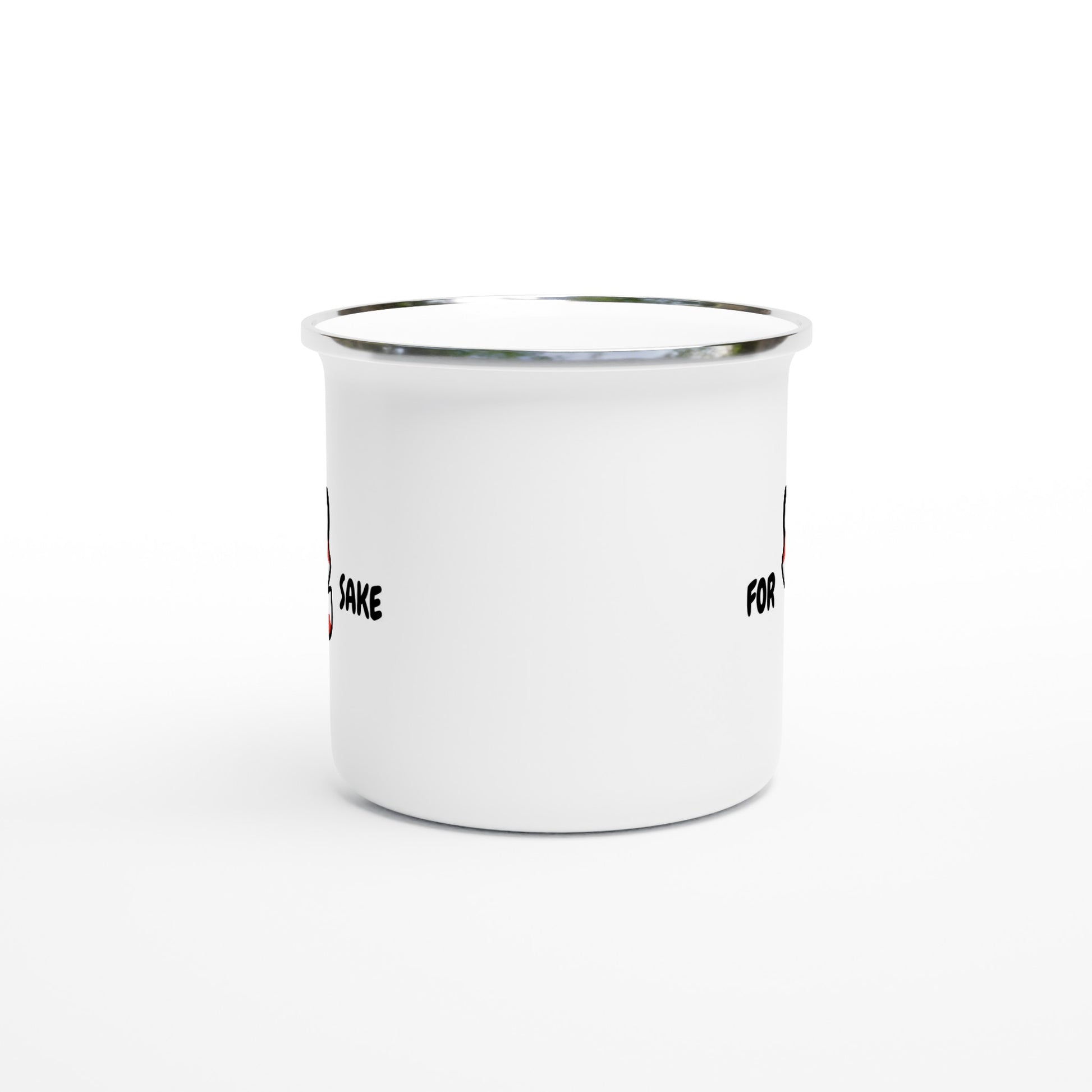 Funny Fox Mug – Enamel 12oz, 'For Fox Sake' Design, Perfect for Camping and Coffee - Rampage Design Studio