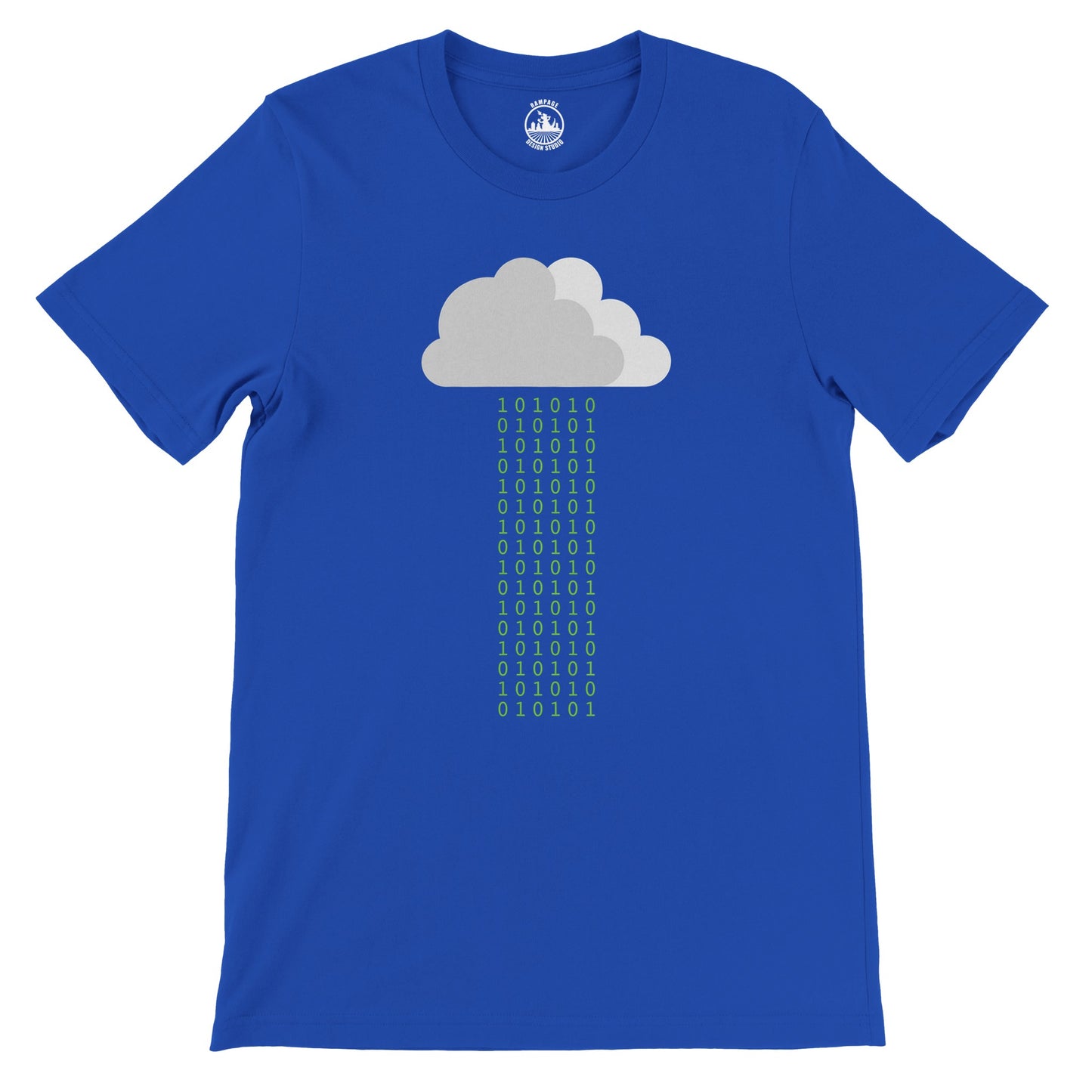 Binary Rain Crewneck T-Shirt | Cloudy 1's and 0's Design - Rampage Design Studio