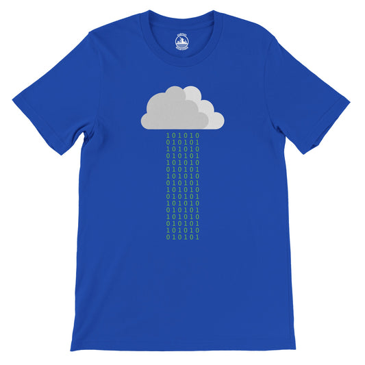 Binary Rain Crewneck T-Shirt | Cloudy 1's and 0's Design - Rampage Design Studio