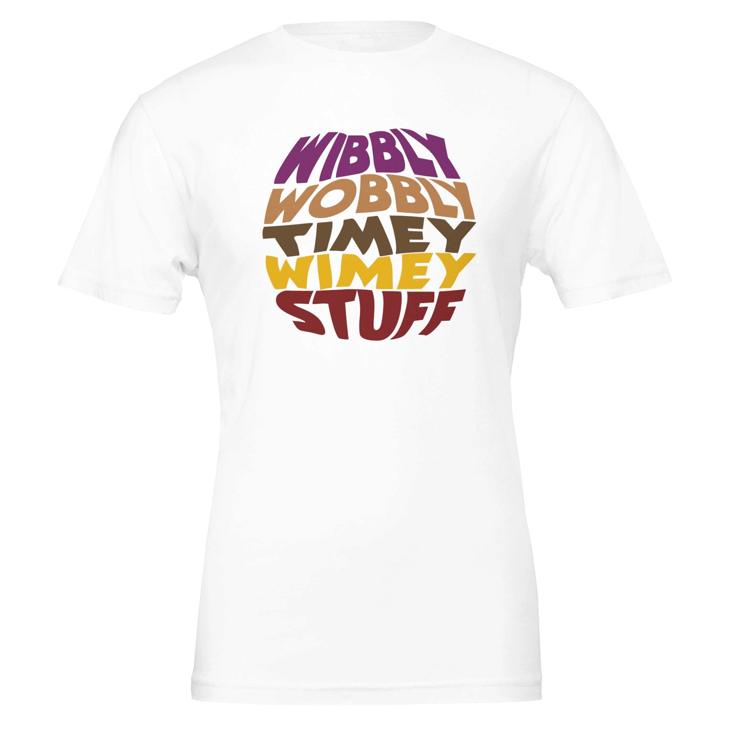 Doctor Who Quote T-Shirt - 'Wibbly Wobbly Timey Wimey Stuff' in Scarf Colors - Rampage Design Studio