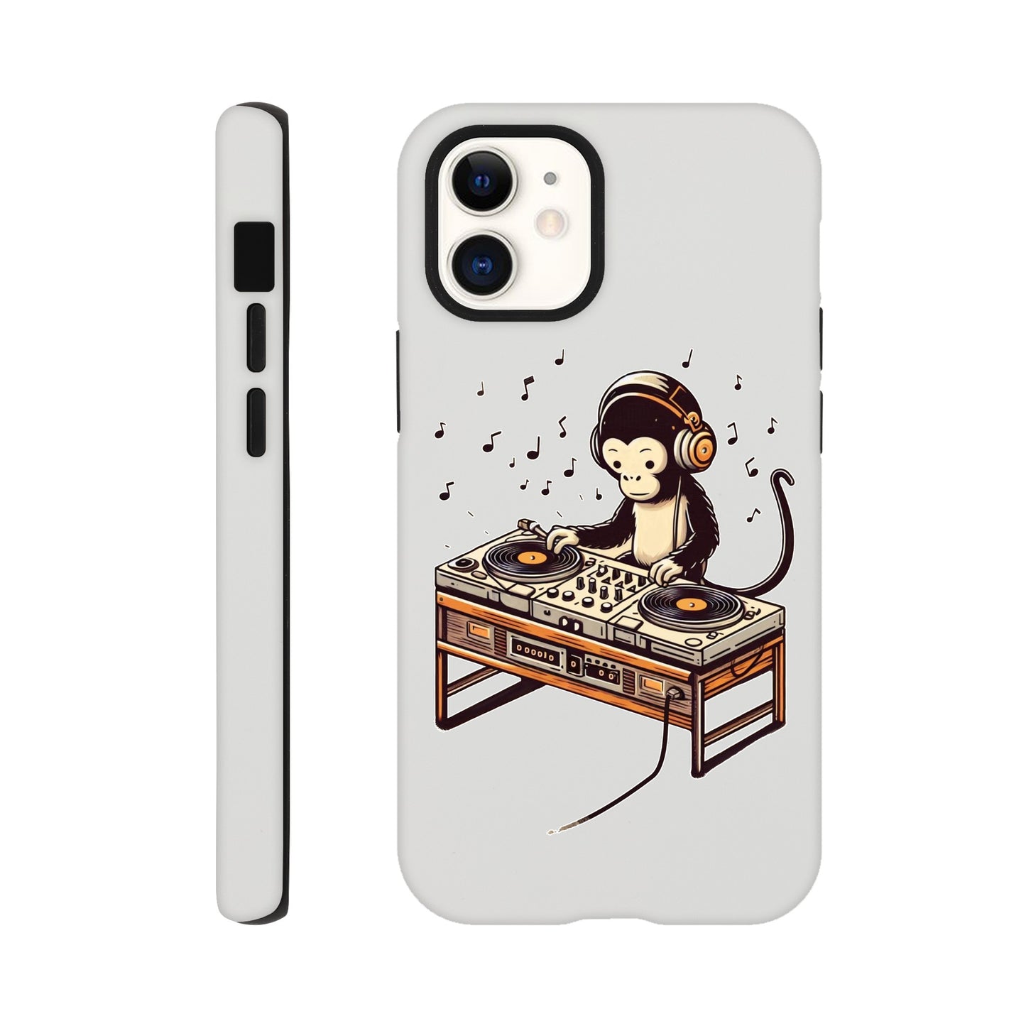 Monkey DJ iPhone Case, Monkey phone case, Durable Dual-Layer, tough iphone case, Glossy Finish, Fun Design - Rampage Design Studio